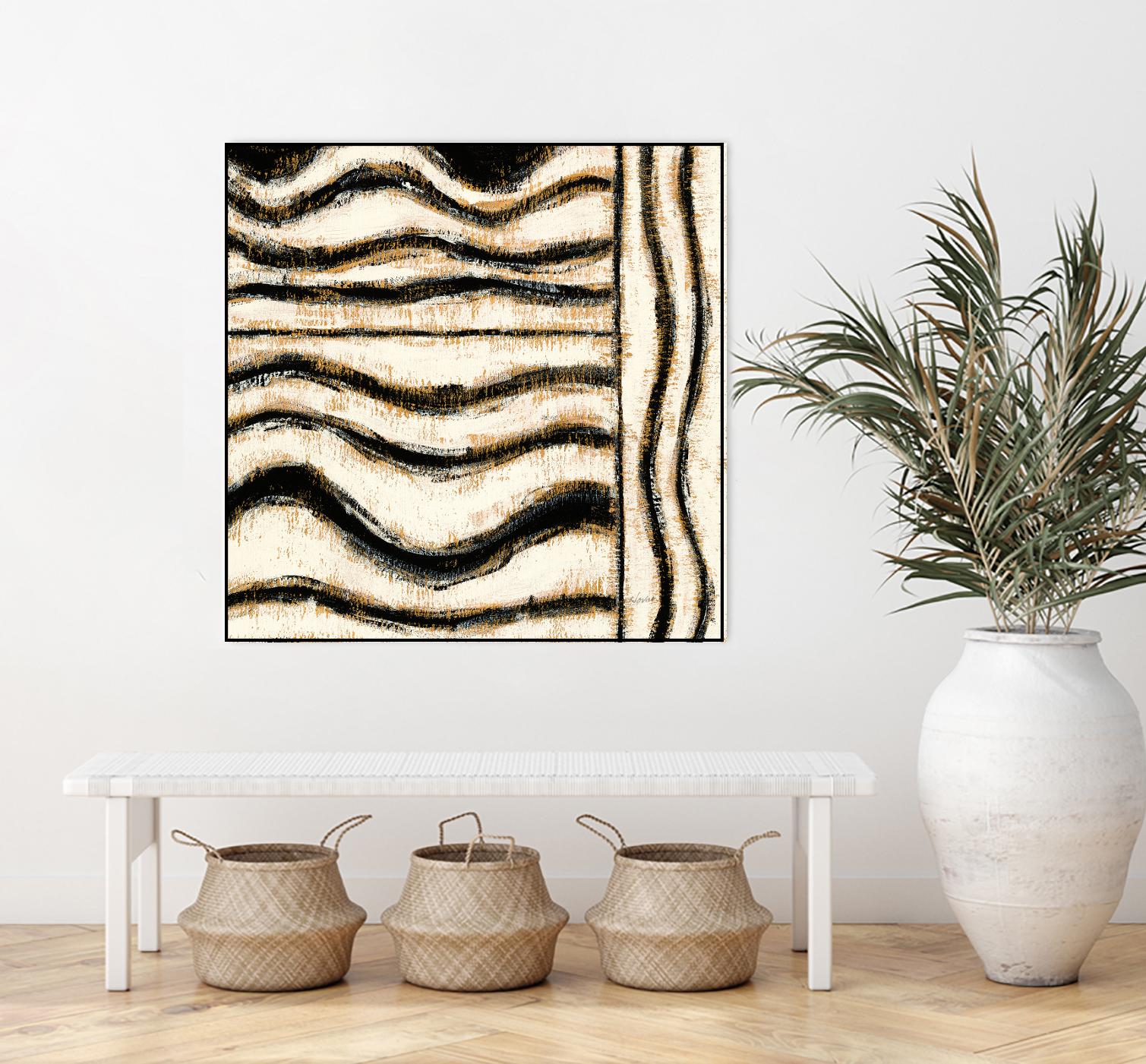 Black and Gold Geometric VI by Shirley Novak on GIANT ART - beige abstract