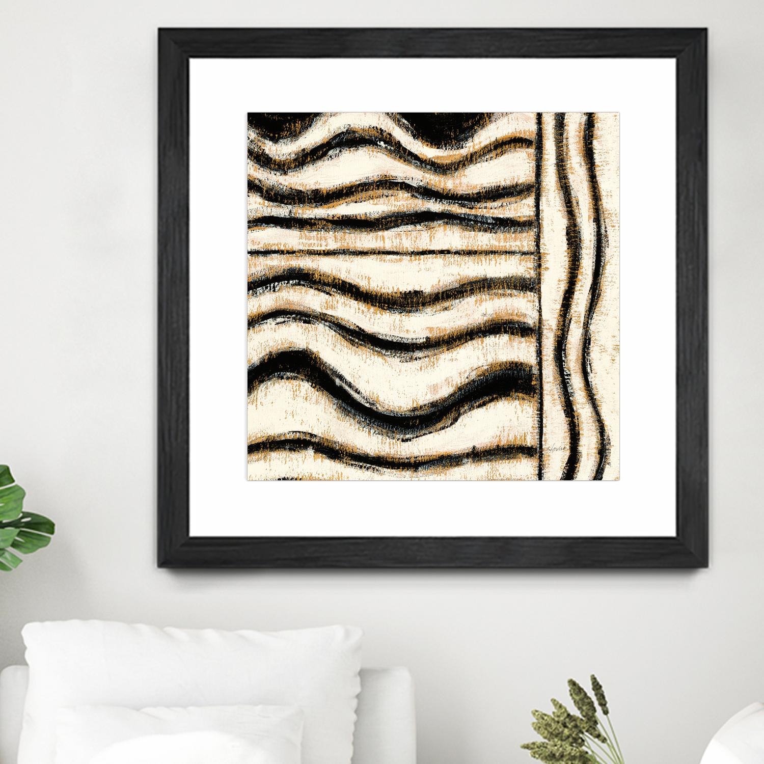 Black and Gold Geometric VI by Shirley Novak on GIANT ART - beige abstract