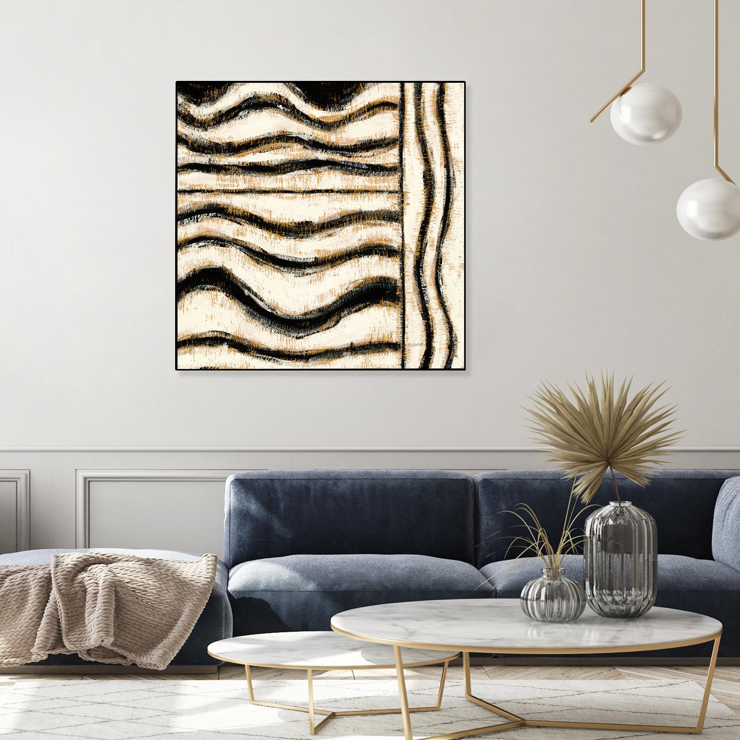 Black and Gold Geometric VI by Shirley Novak on GIANT ART - beige abstract