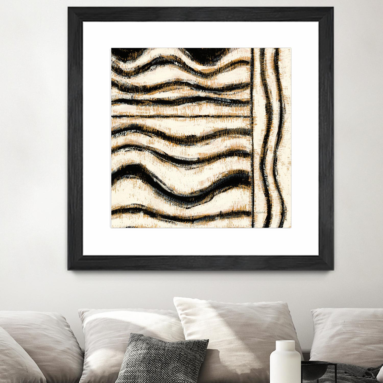 Black and Gold Geometric VI by Shirley Novak on GIANT ART - beige abstract