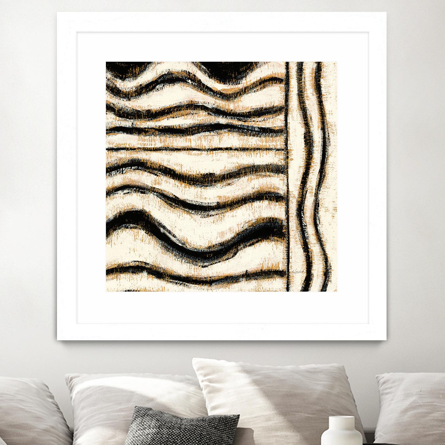 Black and Gold Geometric VI by Shirley Novak on GIANT ART - beige abstract