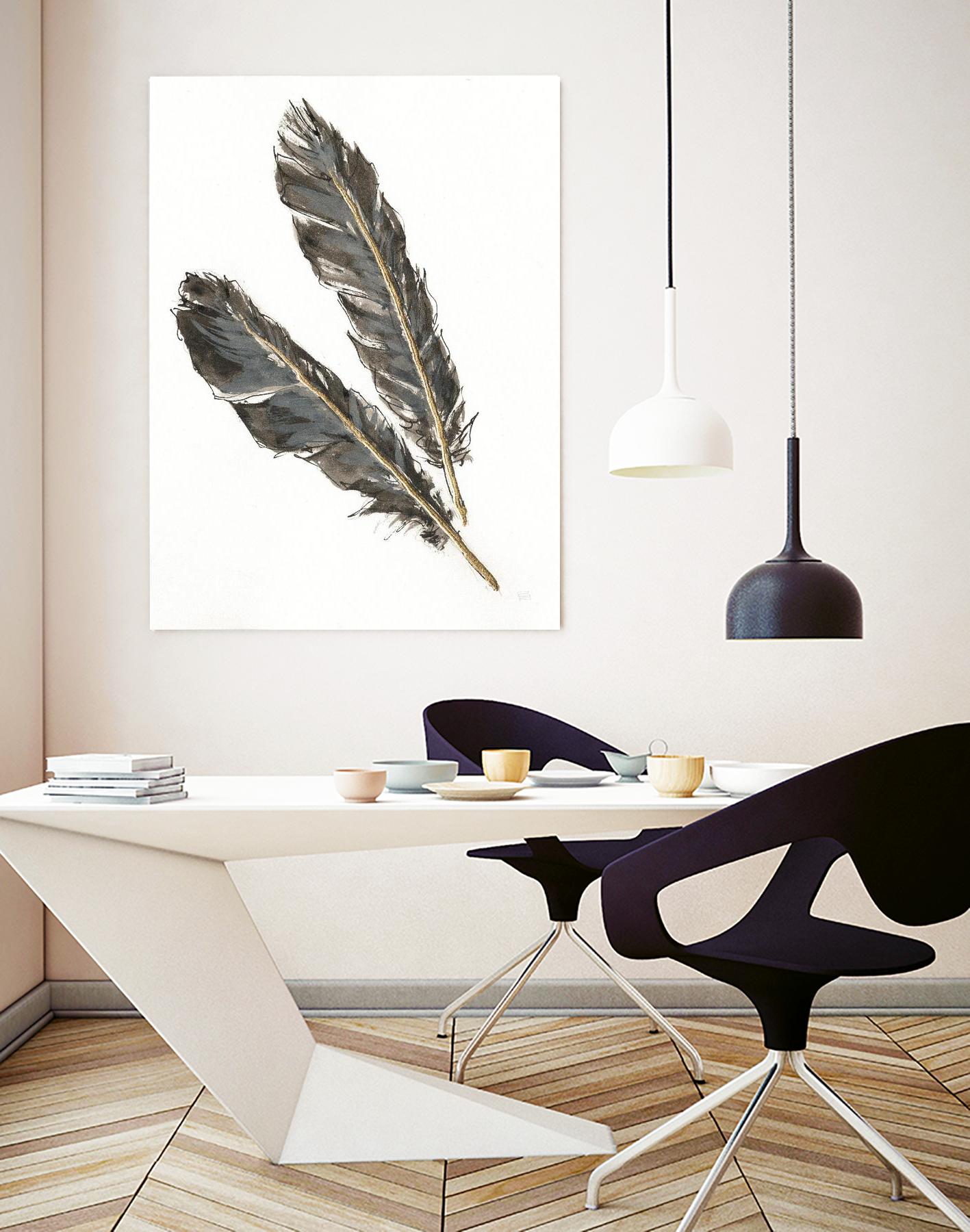 Gold Feathers III on White by Chris Paschke on GIANT ART - gold contemporary