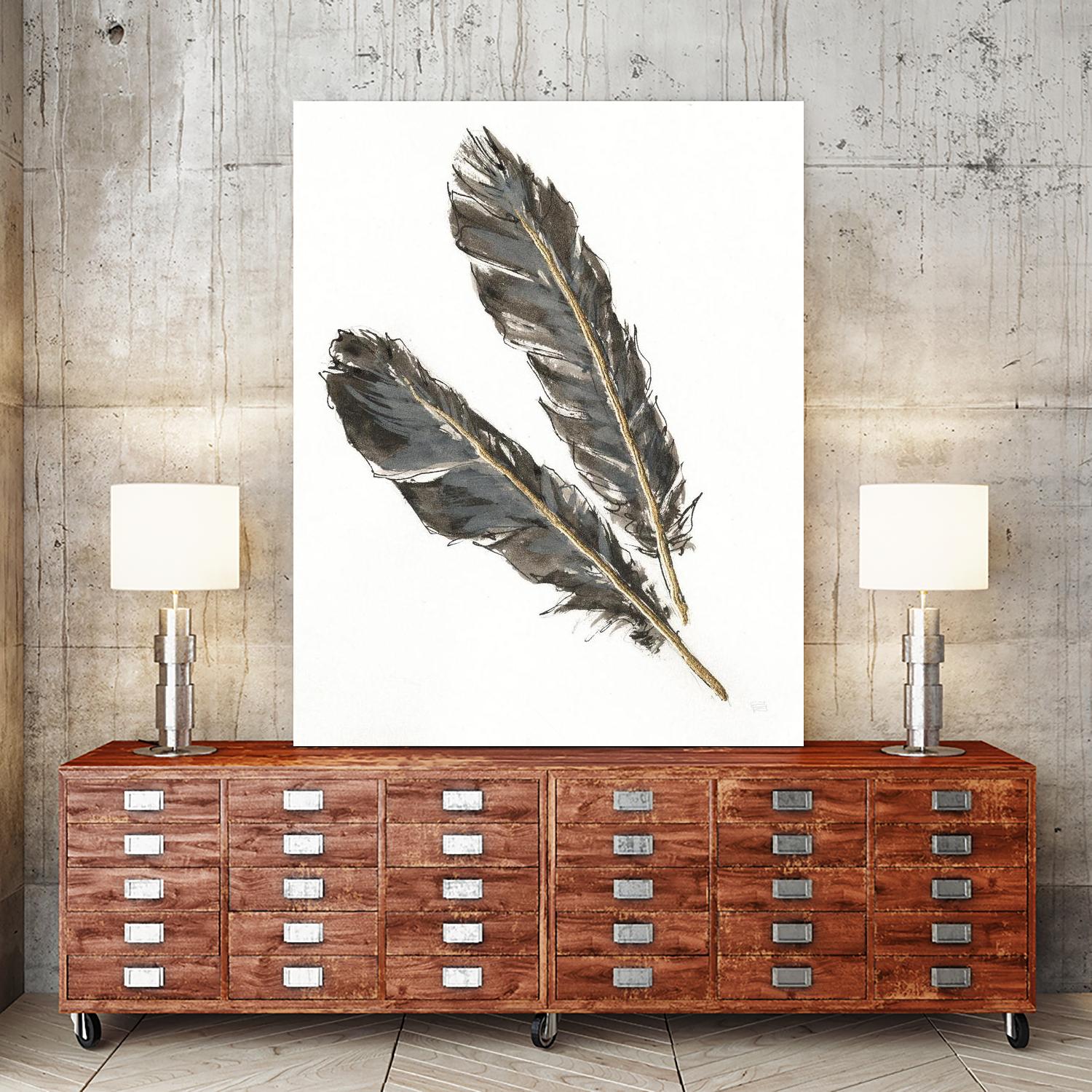 Gold Feathers III on White by Chris Paschke on GIANT ART - gold contemporary