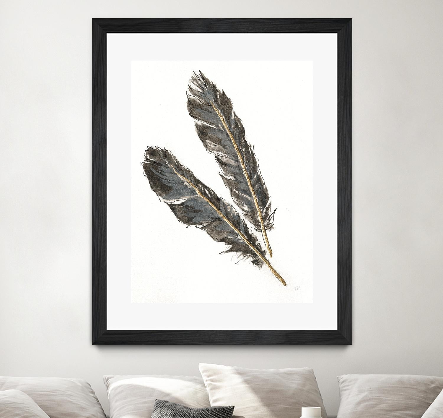 Gold Feathers III on White by Chris Paschke on GIANT ART - gold contemporary
