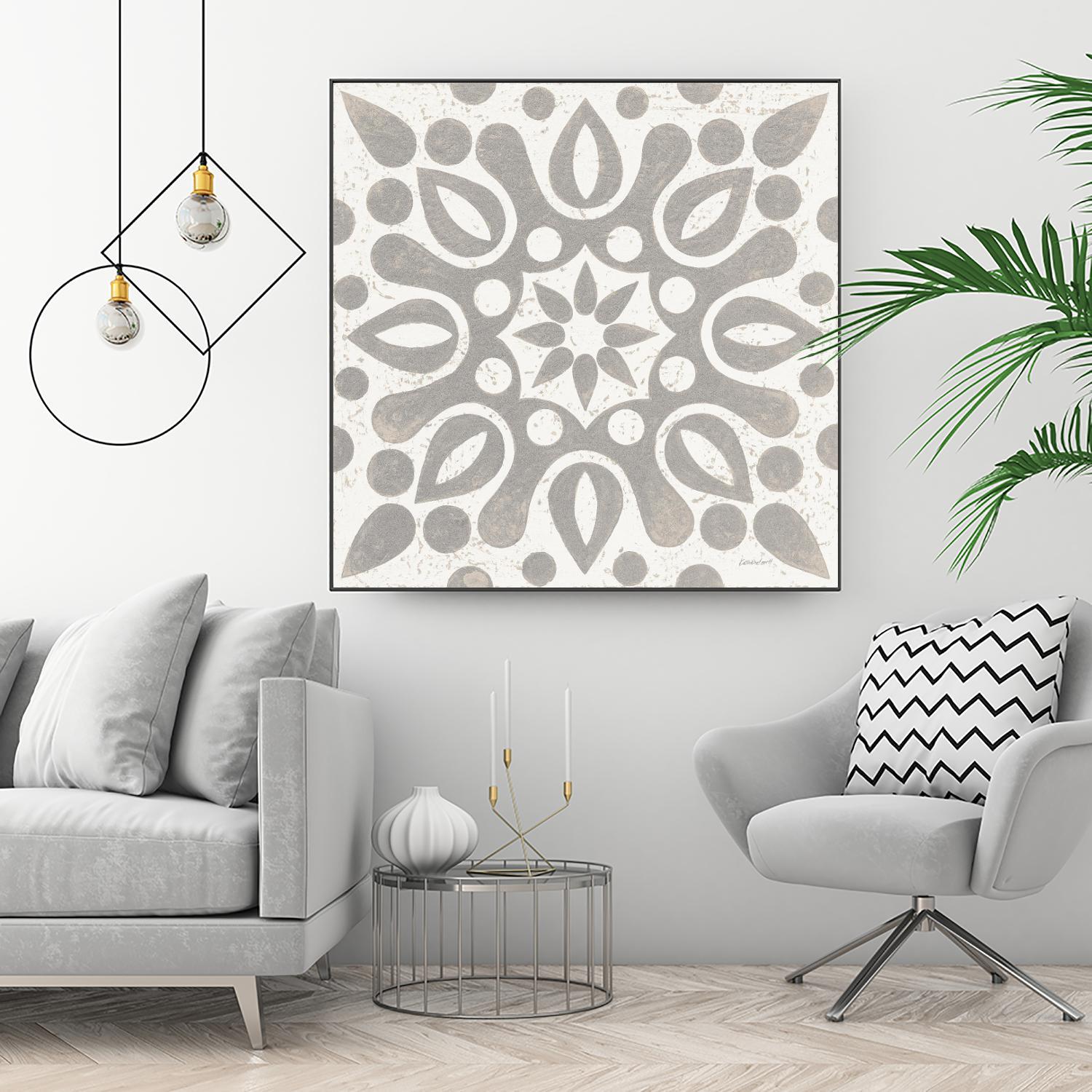 Winter Caravan Tile IV by Kathrine Lovell on GIANT ART - multi abstract cream