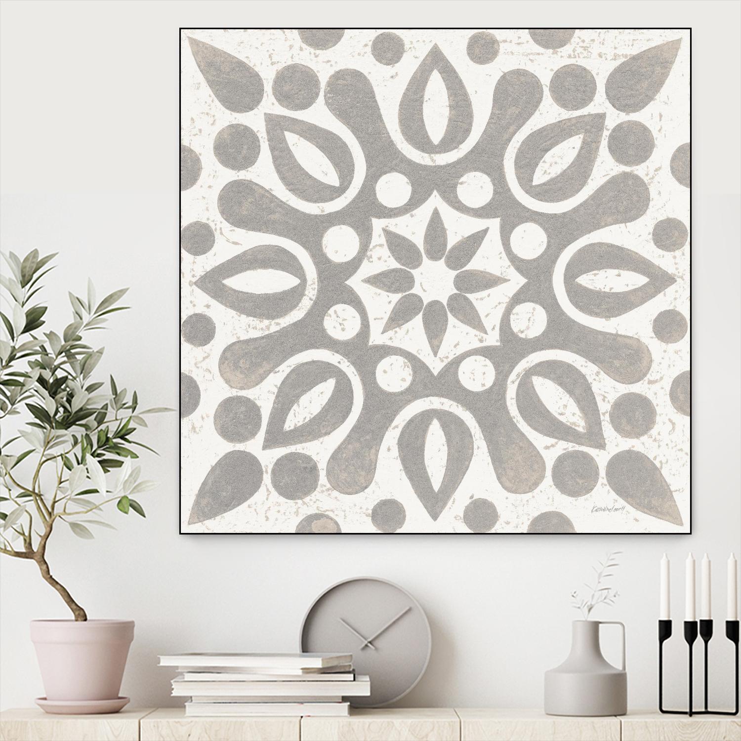 Winter Caravan Tile IV by Kathrine Lovell on GIANT ART - multi abstract cream