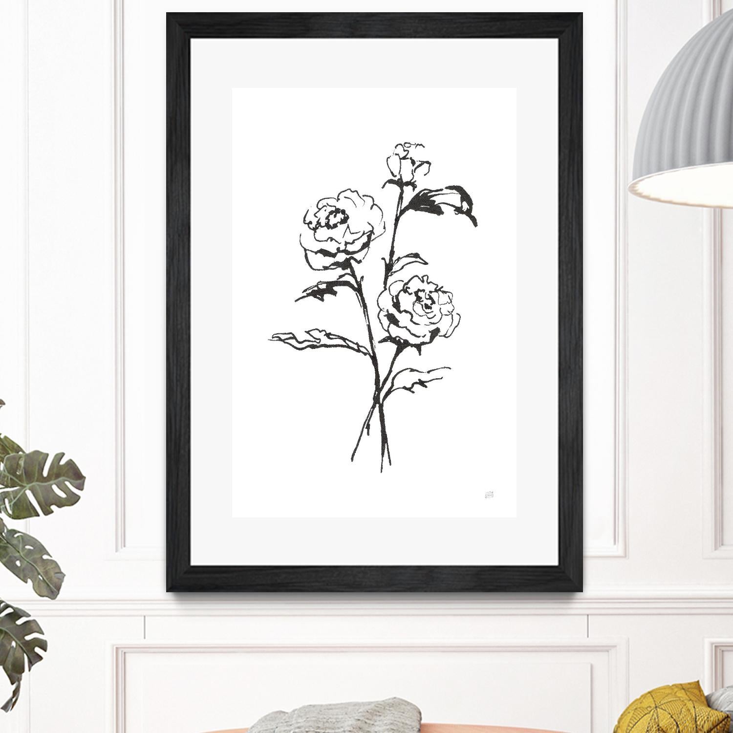 Line Ranunculus I by Chris Paschke on GIANT ART - florals black