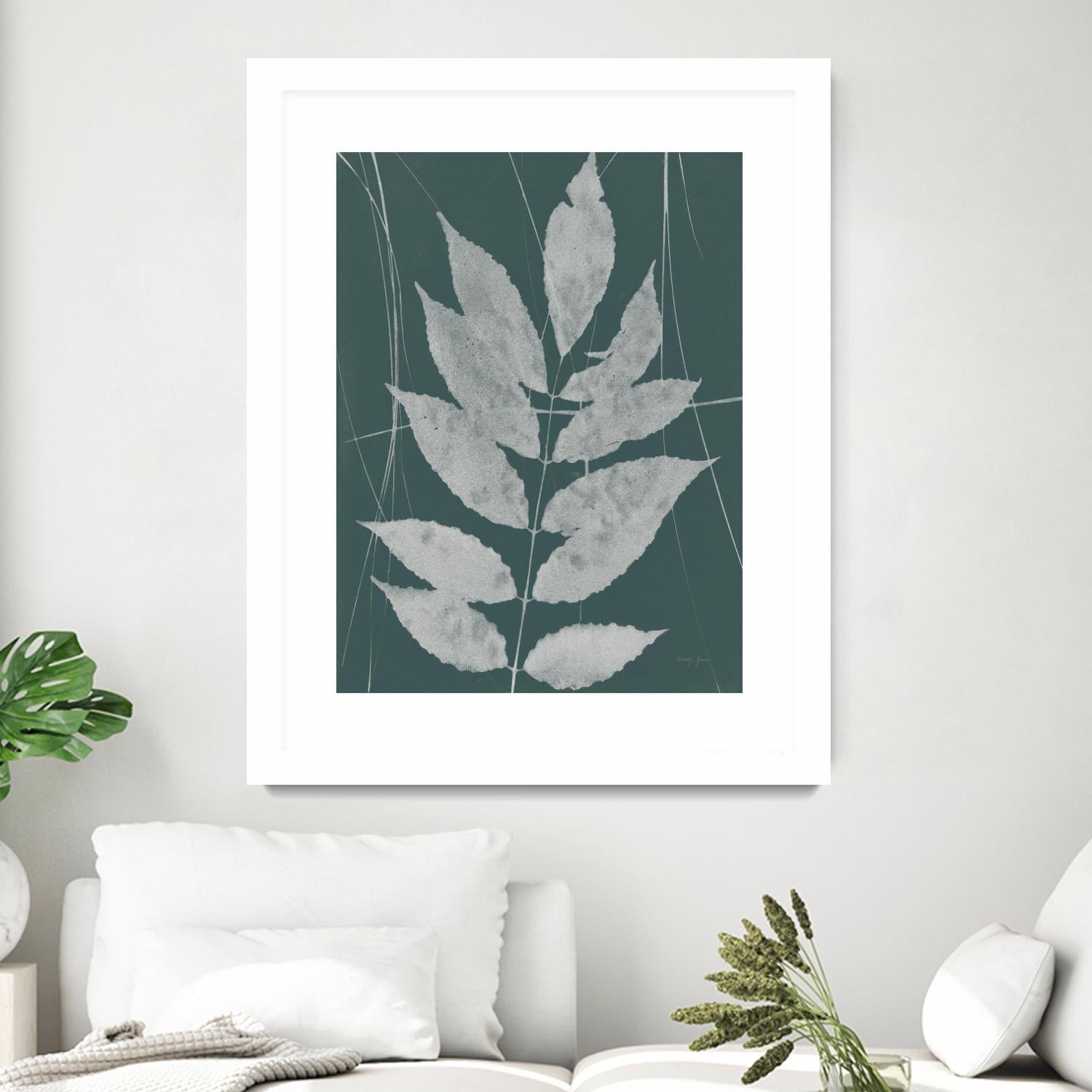 Enchanted Fall Cyanotype IX by Nancy Green on GIANT ART - green botanical photograph