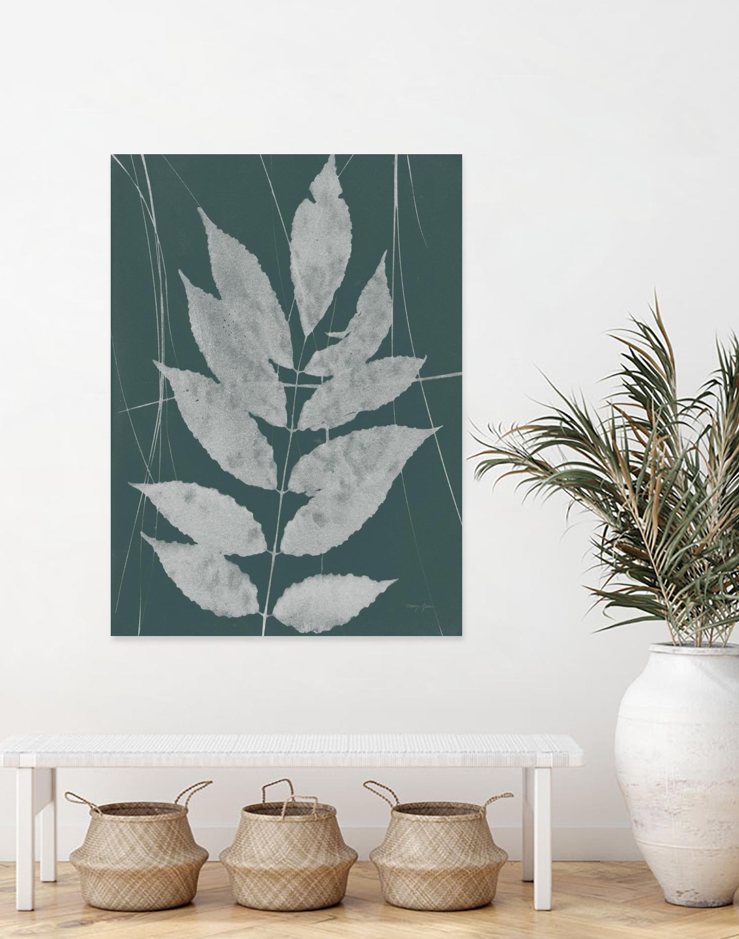 Enchanted Fall Cyanotype IX by Nancy Green on GIANT ART - green botanical photograph