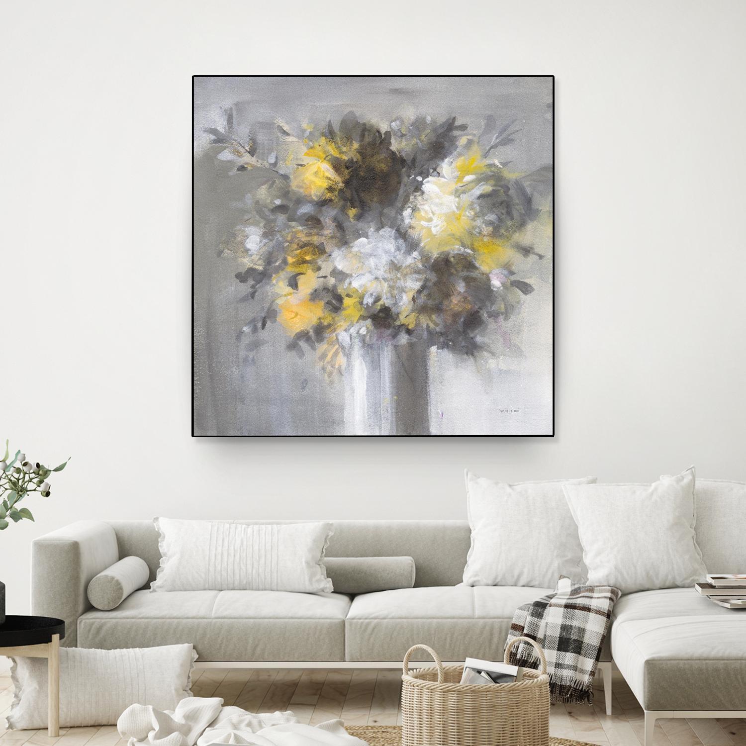 Weekend Bouquet Yellow Gray by Danhui Nai on GIANT ART - farmhouse brown