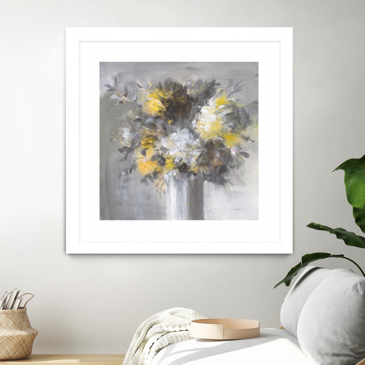 Weekend Bouquet Yellow Gray by Danhui Nai on GIANT ART - farmhouse brown