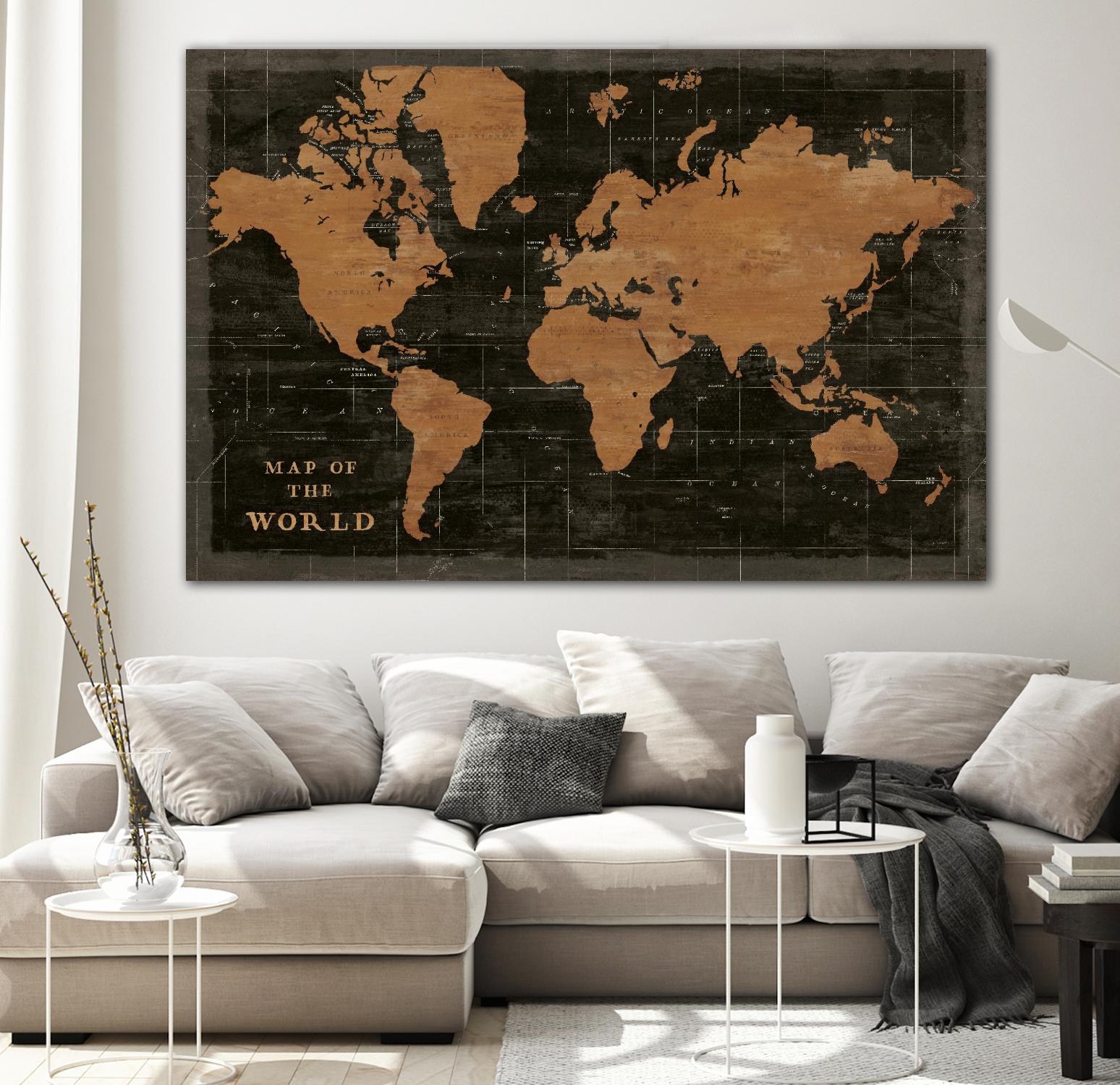 World Map Industrial by Sue Schlabach on GIANT ART - maps black