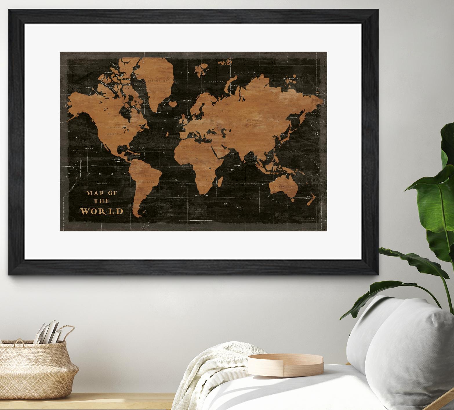 World Map Industrial by Sue Schlabach on GIANT ART - black maps words and phrases