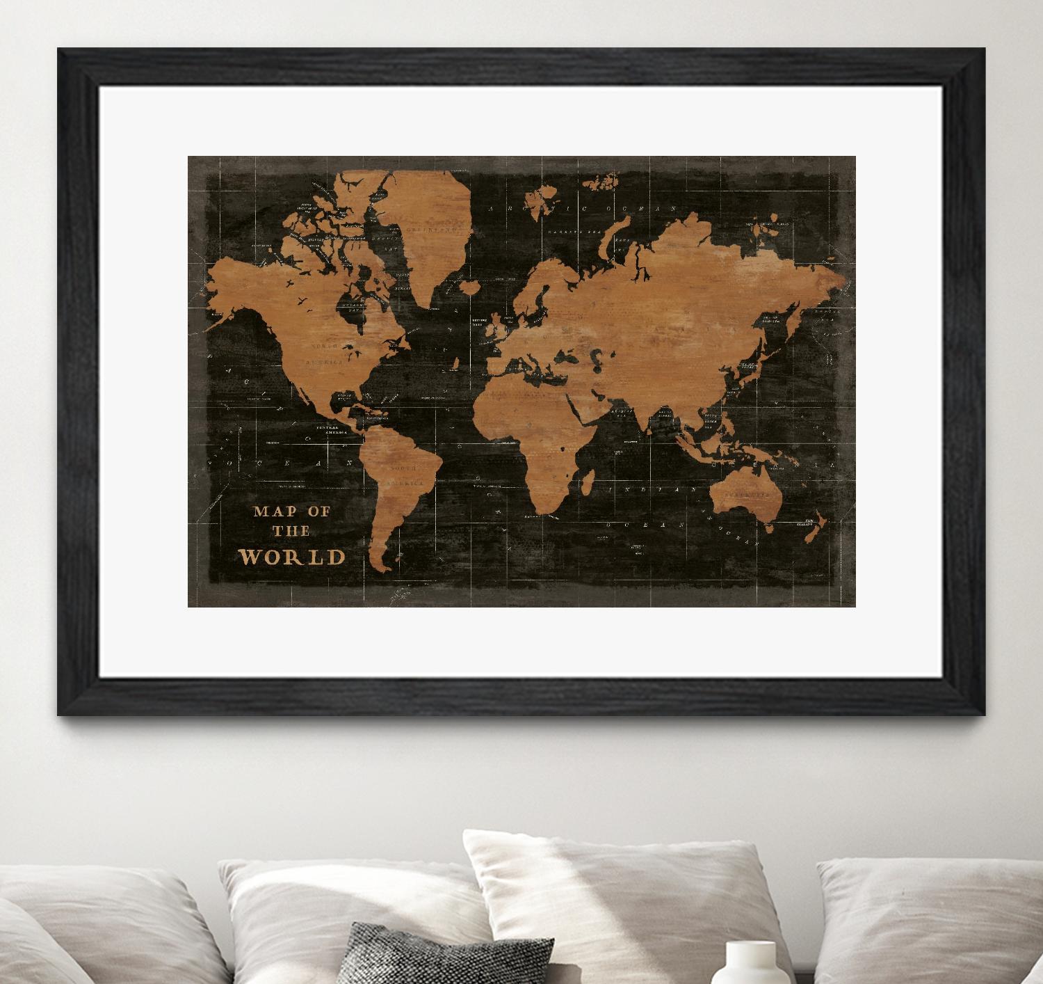 World Map Industrial by Sue Schlabach on GIANT ART - black maps words and phrases