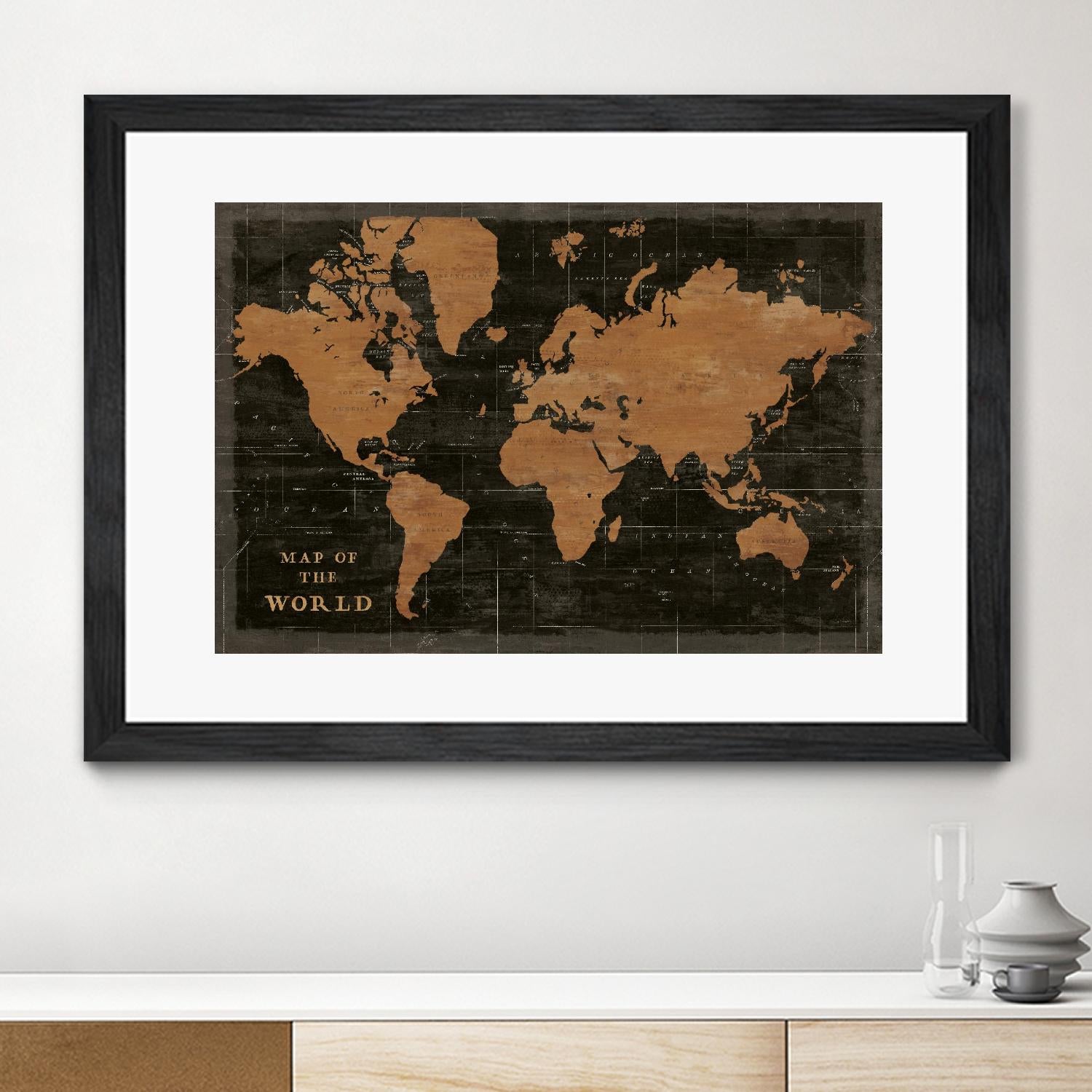 World Map Industrial by Sue Schlabach on GIANT ART - black maps words and phrases