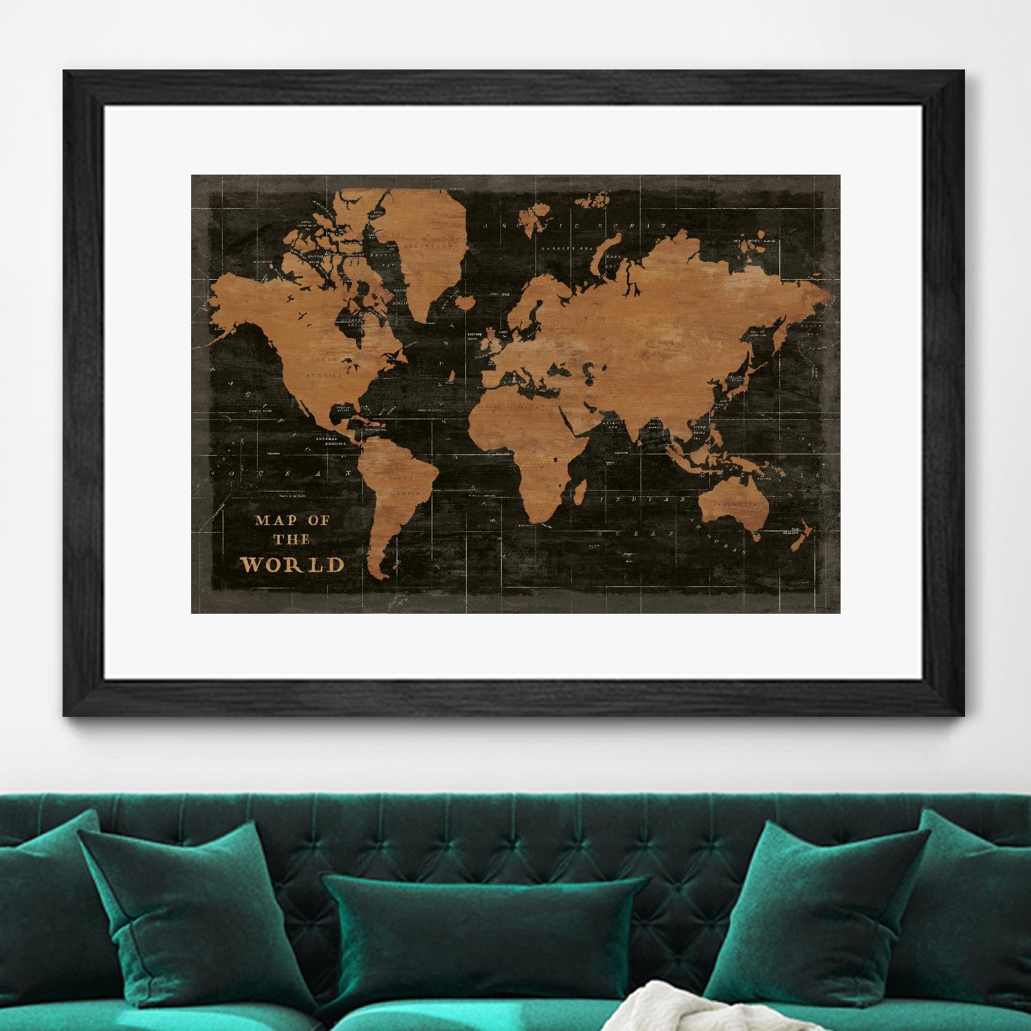 World Map Industrial by Sue Schlabach on GIANT ART - black maps words and phrases