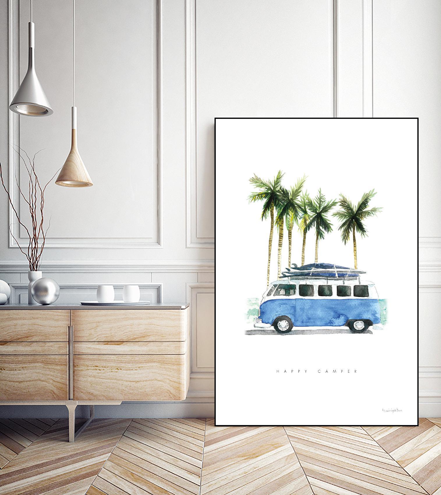 Surf Days II by Mercedes Lopez on GIANT ART - coastal & nautical aqua