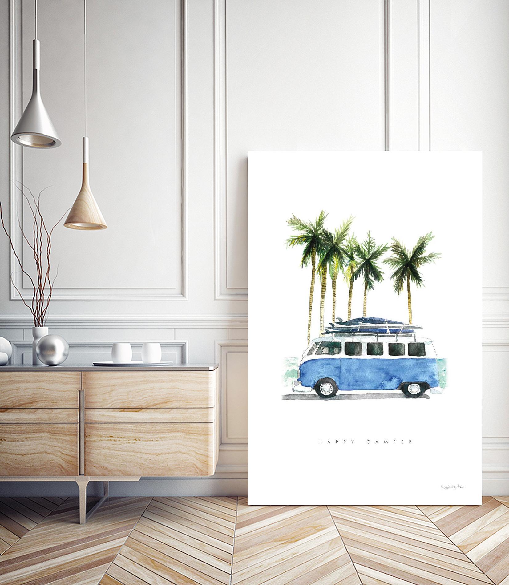 Surf Days II by Mercedes Lopez on GIANT ART - coastal & nautical aqua