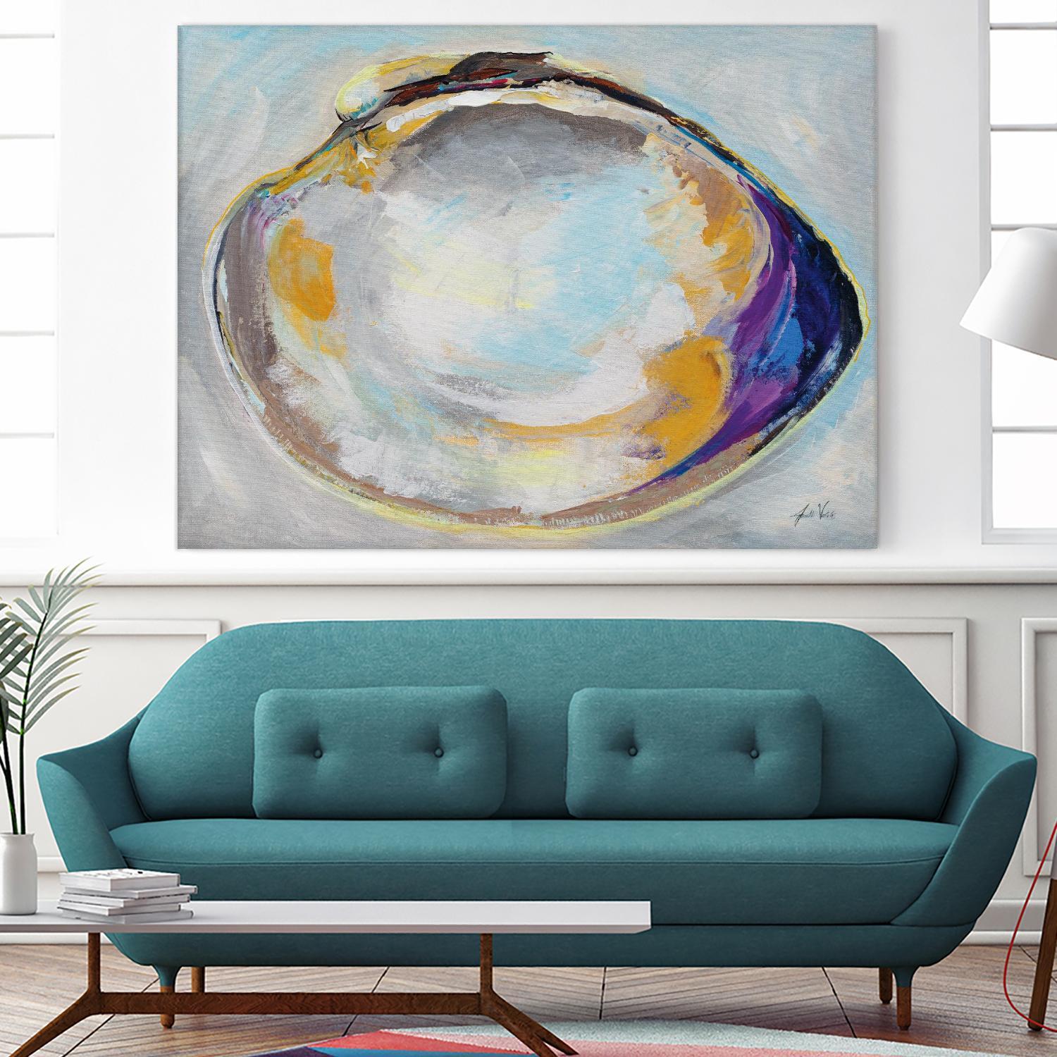 Open Quahog II by Jeanette Vertentes on GIANT ART - coastal & nautical blue