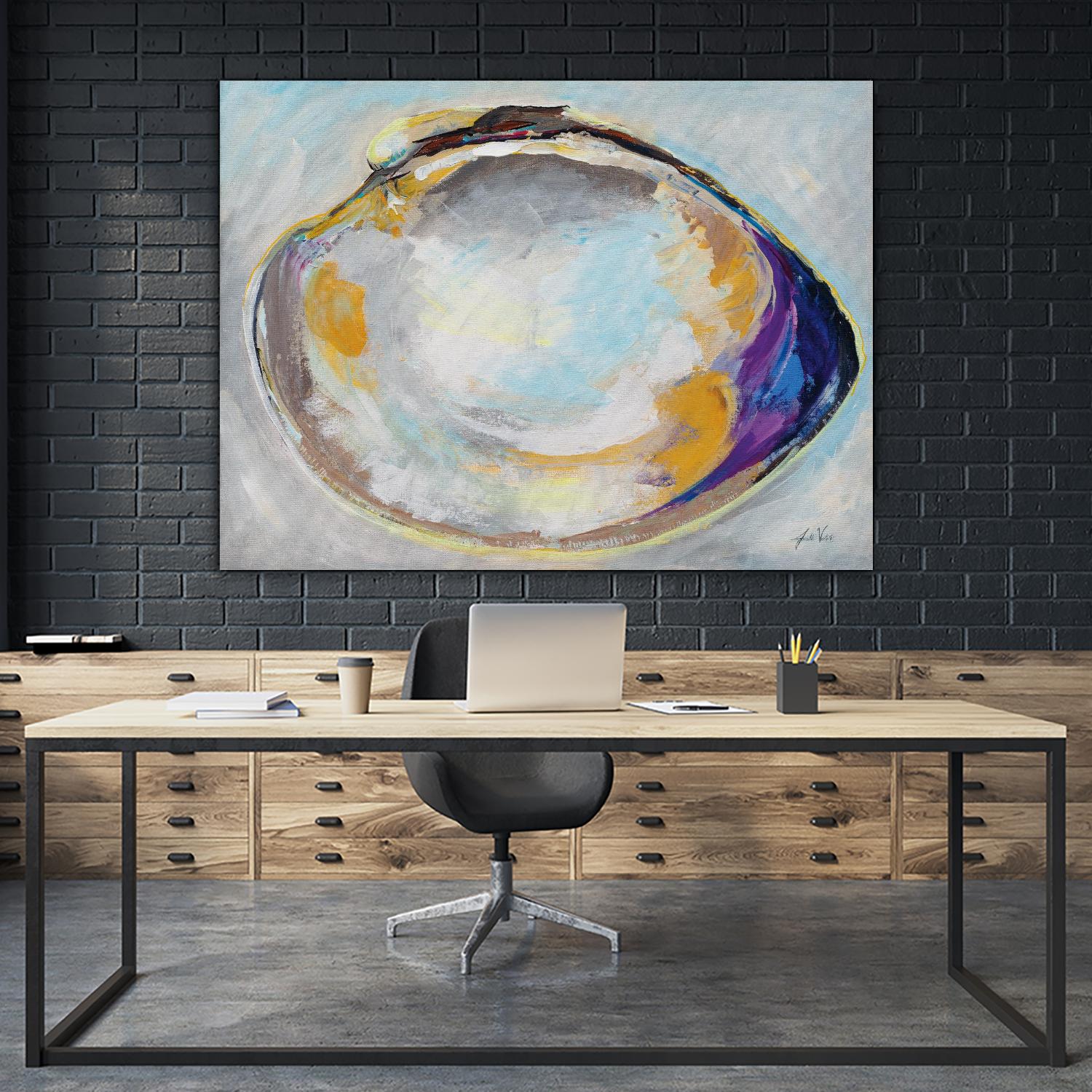 Open Quahog II by Jeanette Vertentes on GIANT ART - coastal & nautical blue