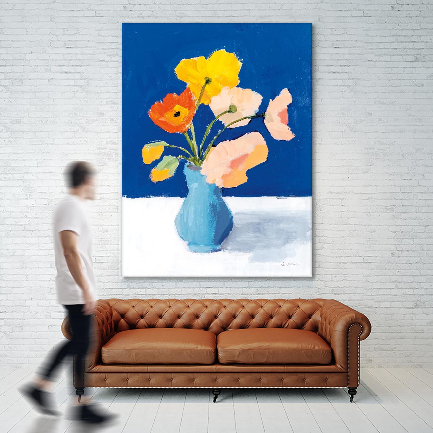 Poppies on Blue by Pamela Munger on GIANT ART - florals blue