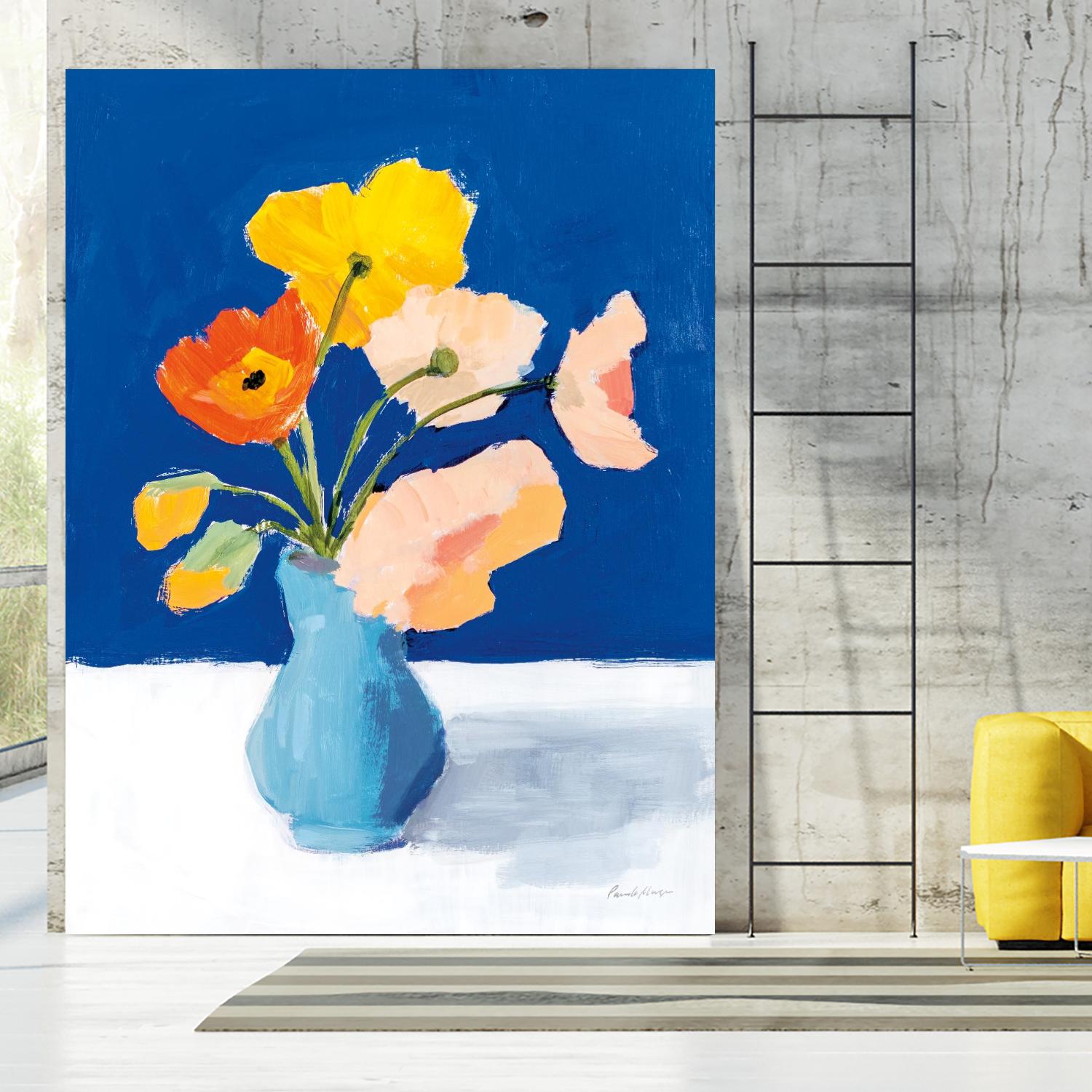 Poppies on Blue by Pamela Munger on GIANT ART - florals blue