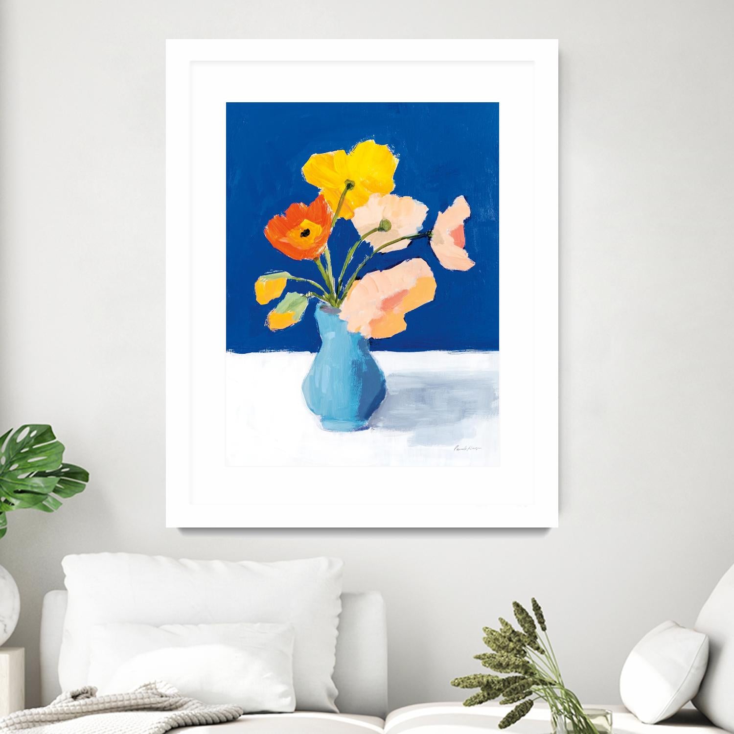 Poppies on Blue by Pamela Munger on GIANT ART - orange florals floral