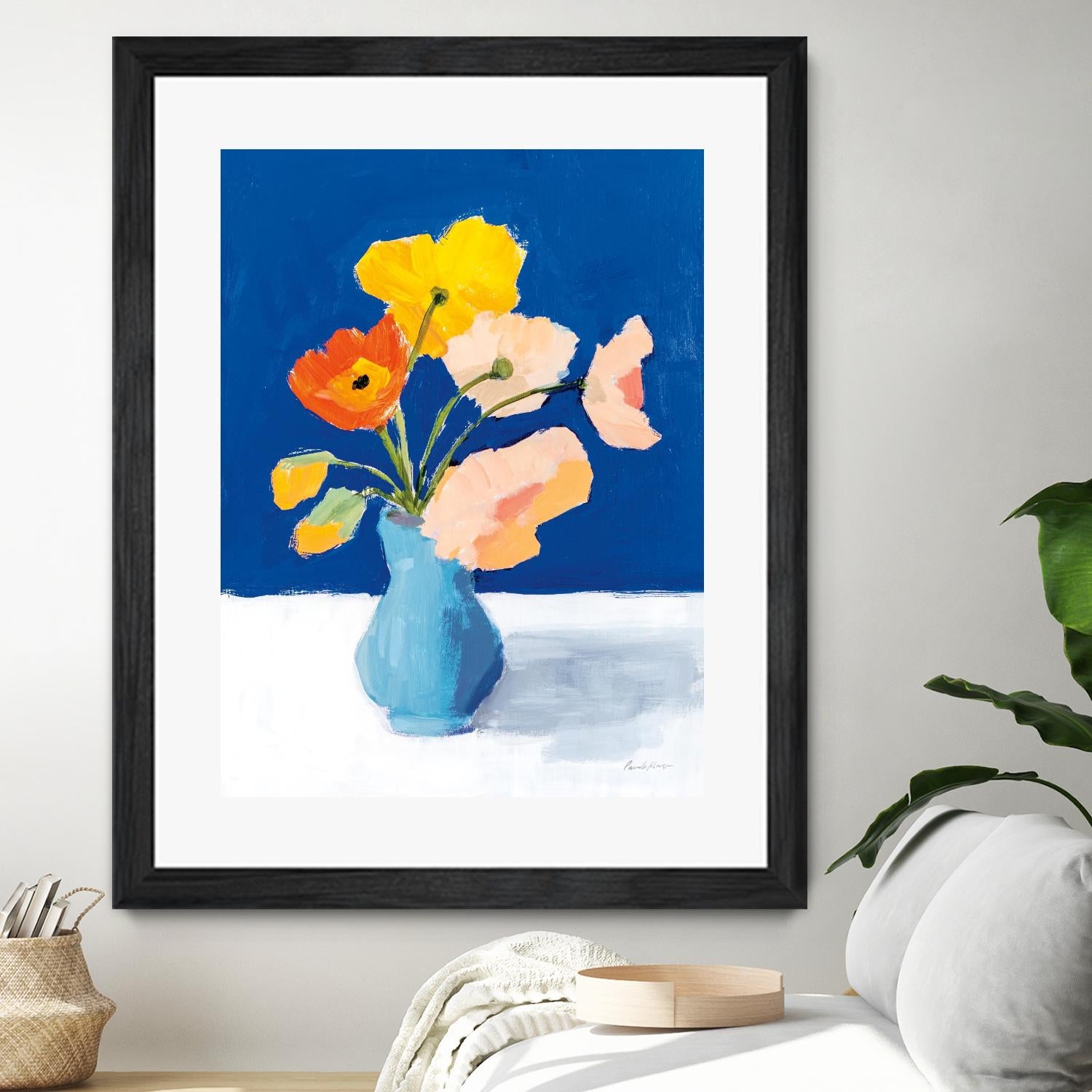 Poppies on Blue by Pamela Munger on GIANT ART - orange florals floral