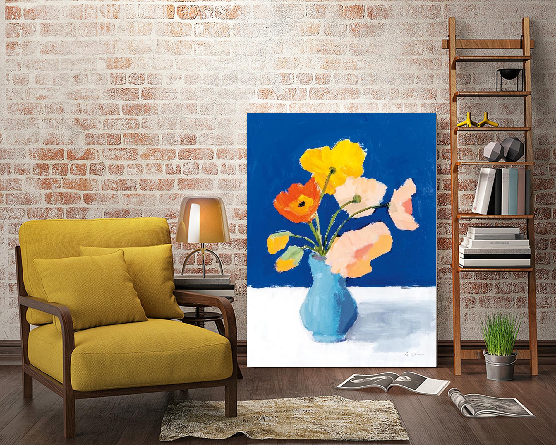Poppies on Blue by Pamela Munger on GIANT ART - orange florals floral