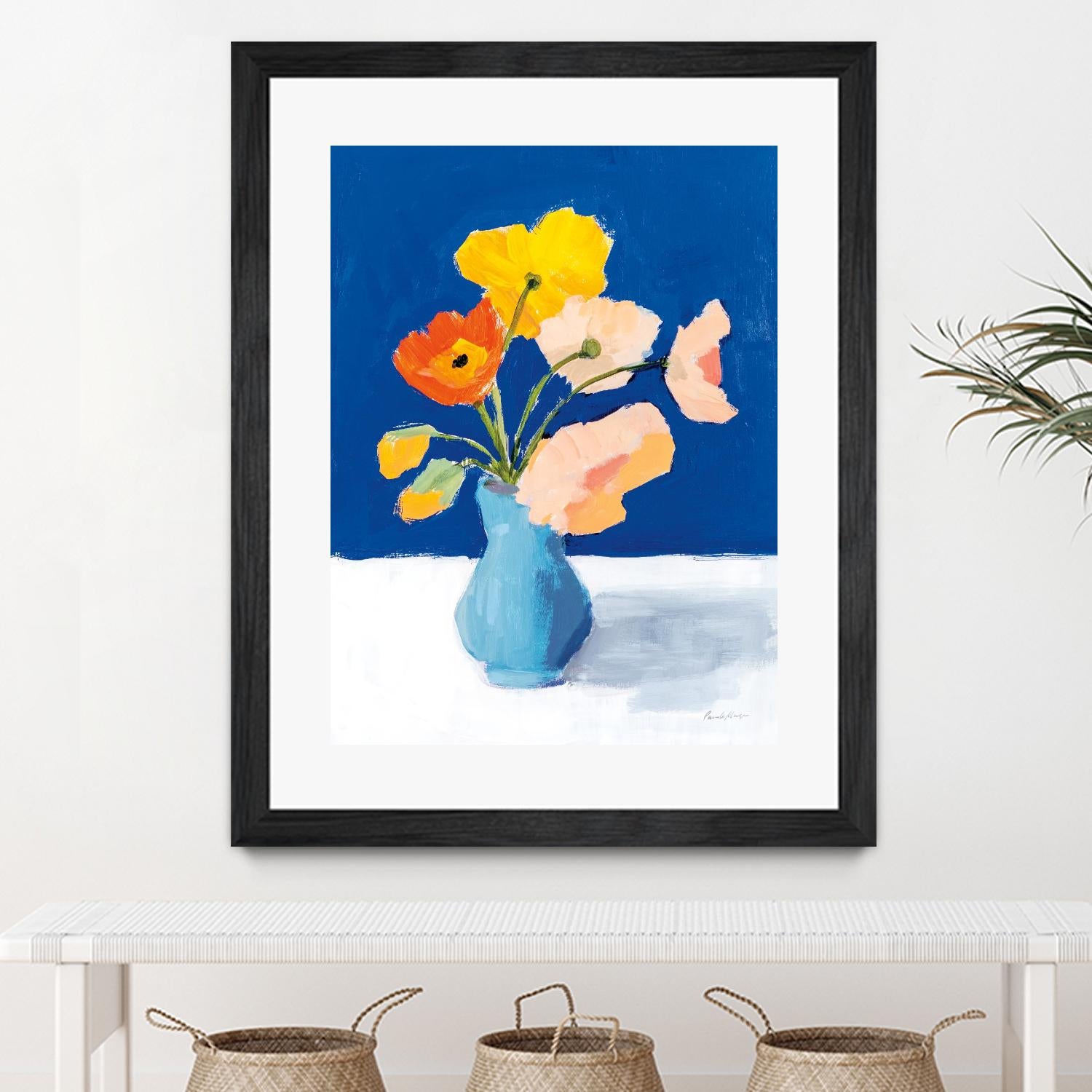 Poppies on Blue by Pamela Munger on GIANT ART - orange florals floral