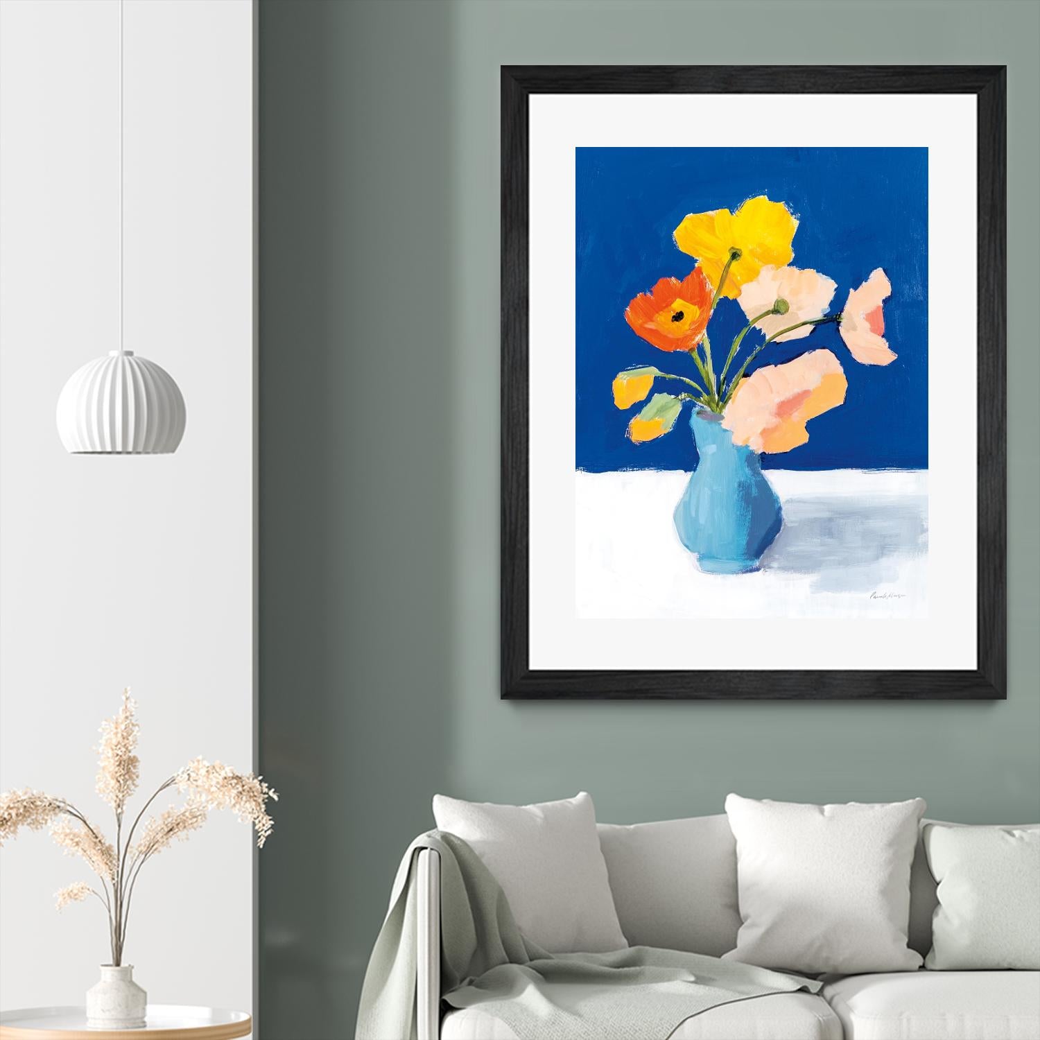 Poppies on Blue by Pamela Munger on GIANT ART - orange florals floral