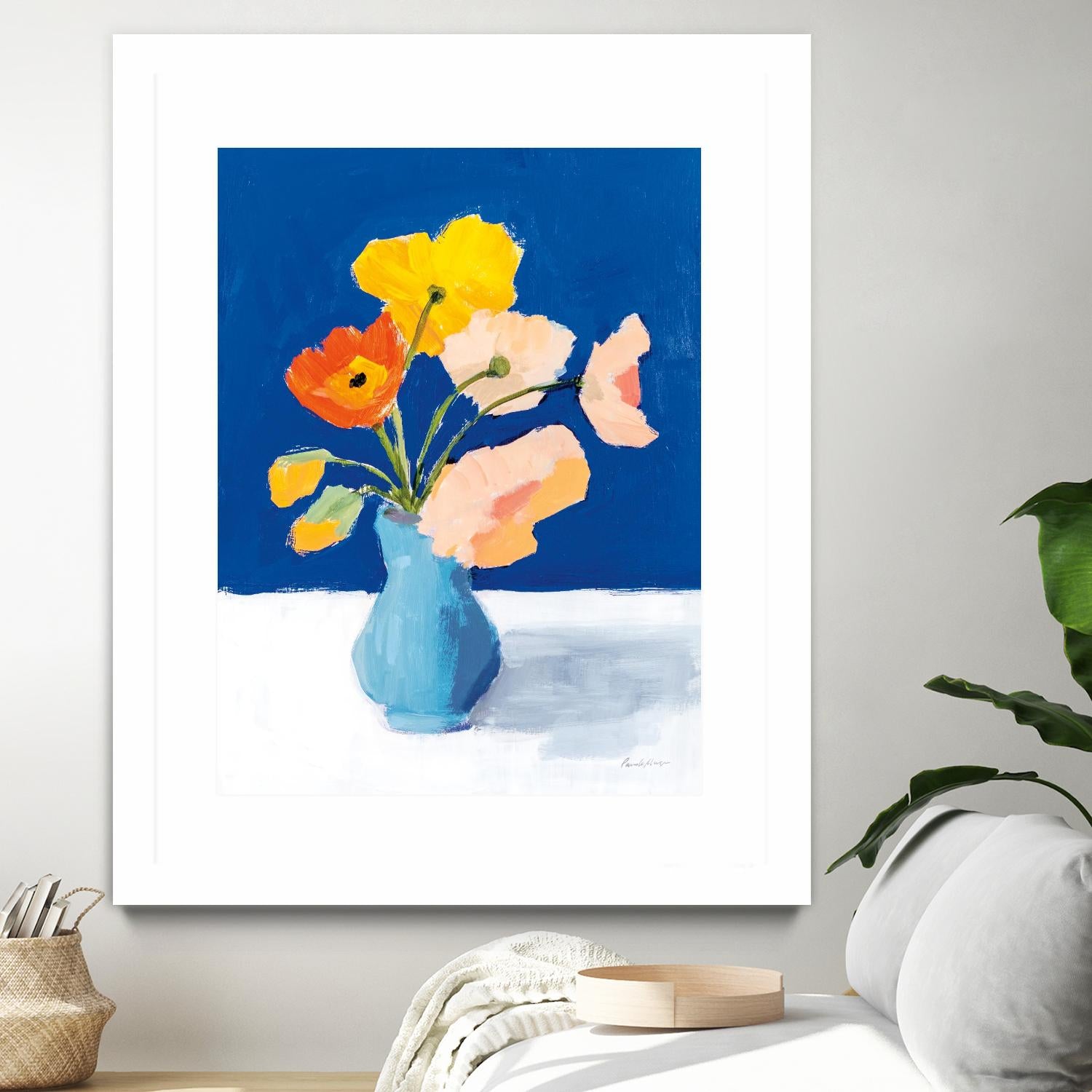 Poppies on Blue by Pamela Munger on GIANT ART - orange florals floral