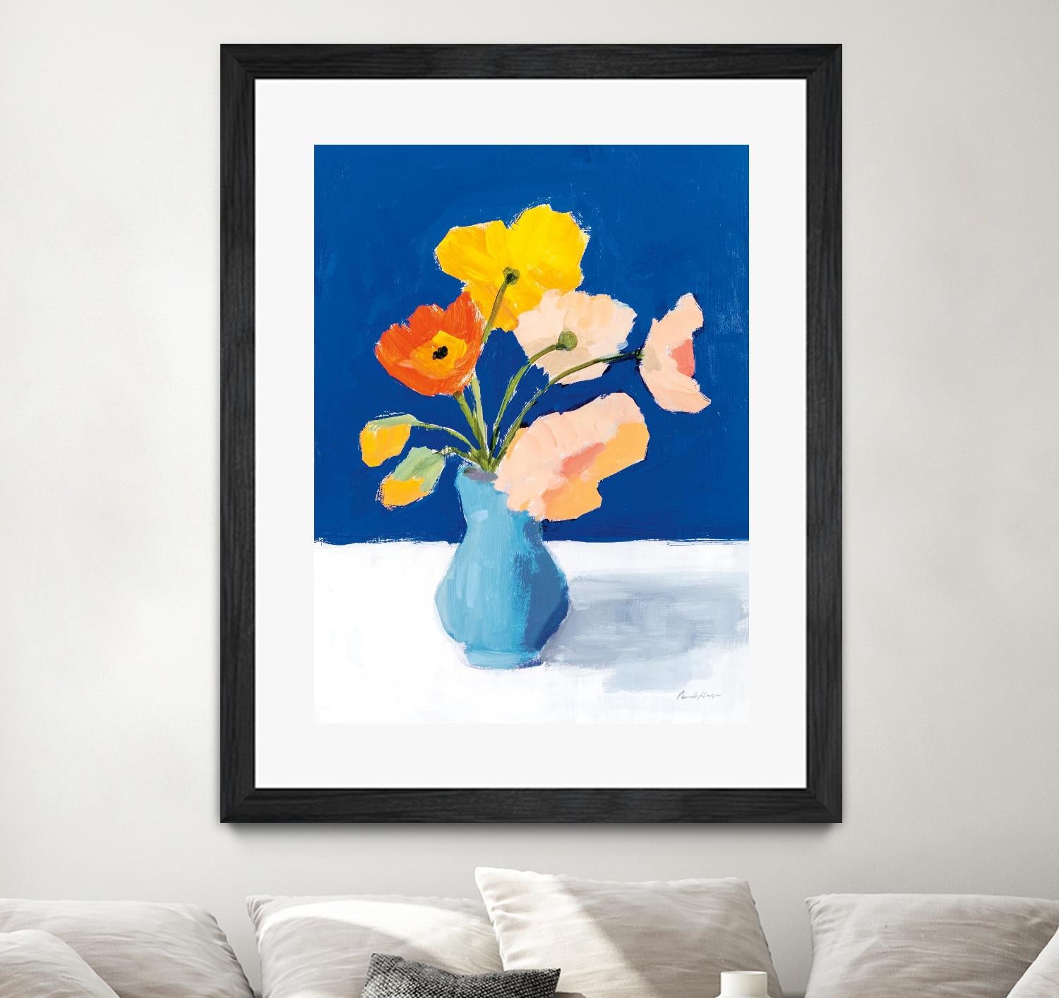 Poppies on Blue by Pamela Munger on GIANT ART - orange florals floral