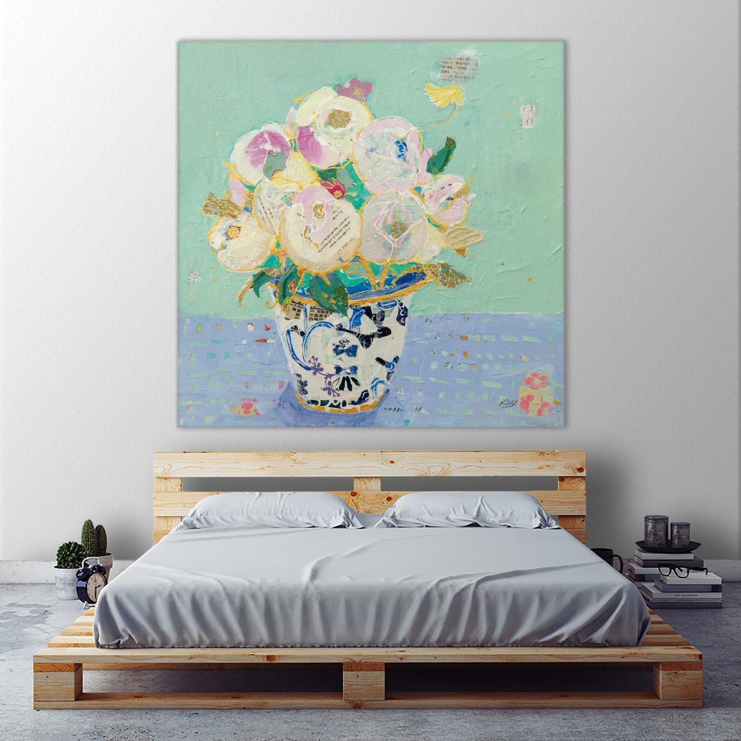 Kristens Peonies by Kellie Day on GIANT ART - florals aqua