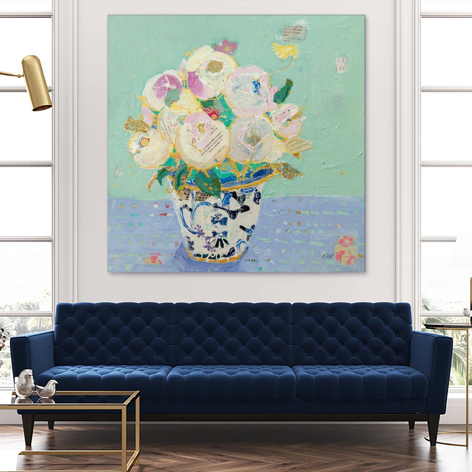 Kristens Peonies by Kellie Day on GIANT ART - florals aqua