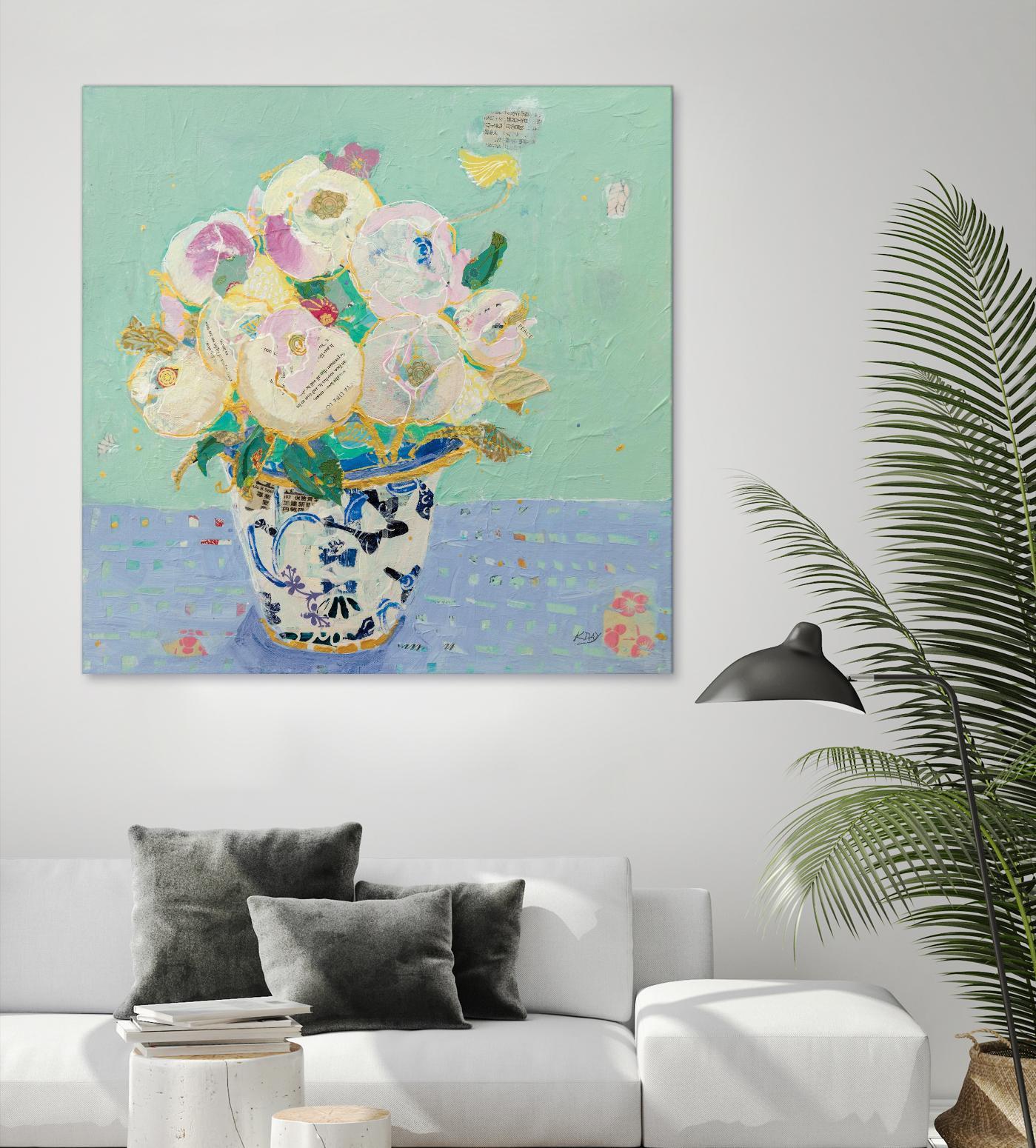 Kristens Peonies by Kellie Day on GIANT ART - florals aqua