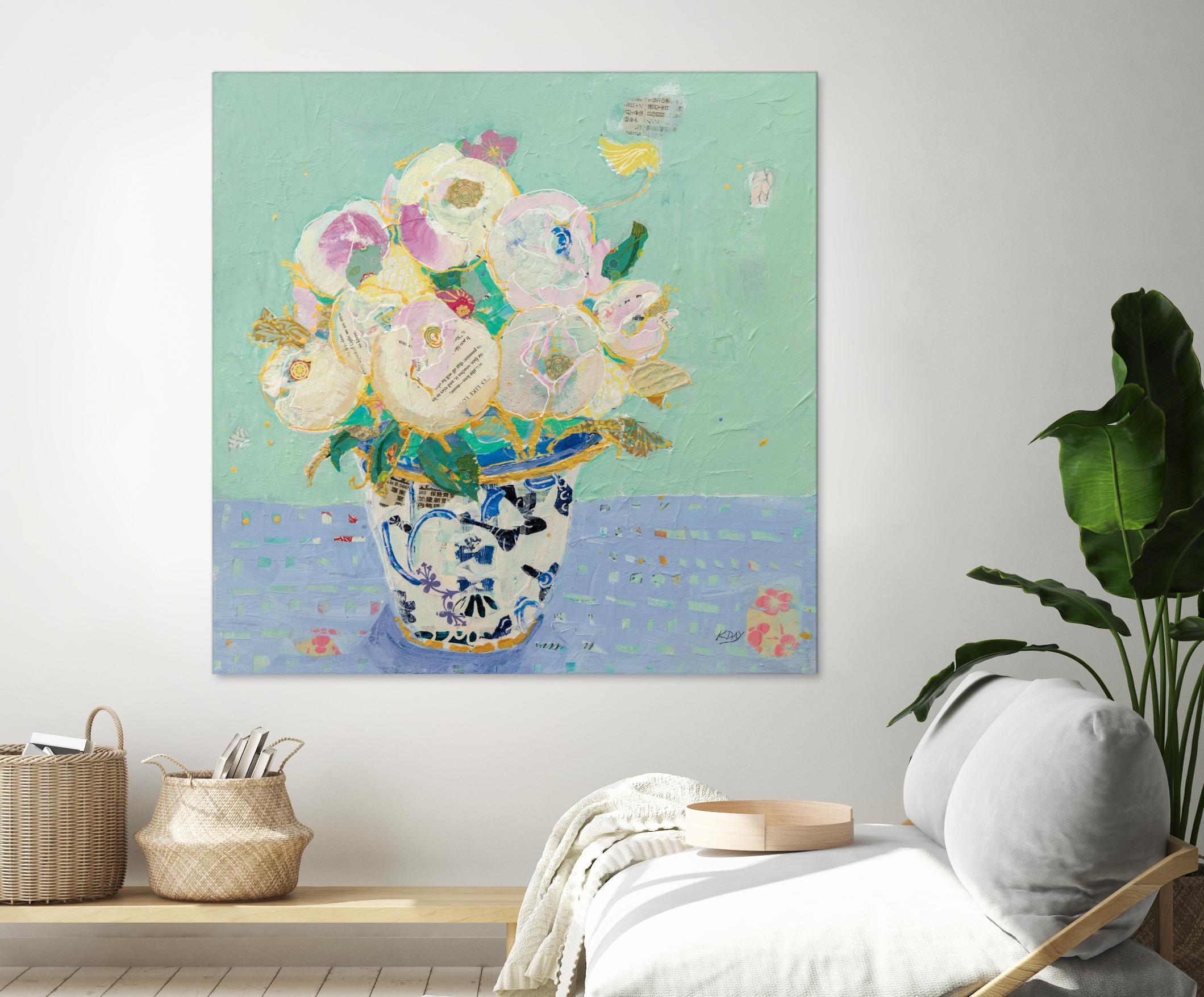 Kristens Peonies by Kellie Day on GIANT ART - florals aqua