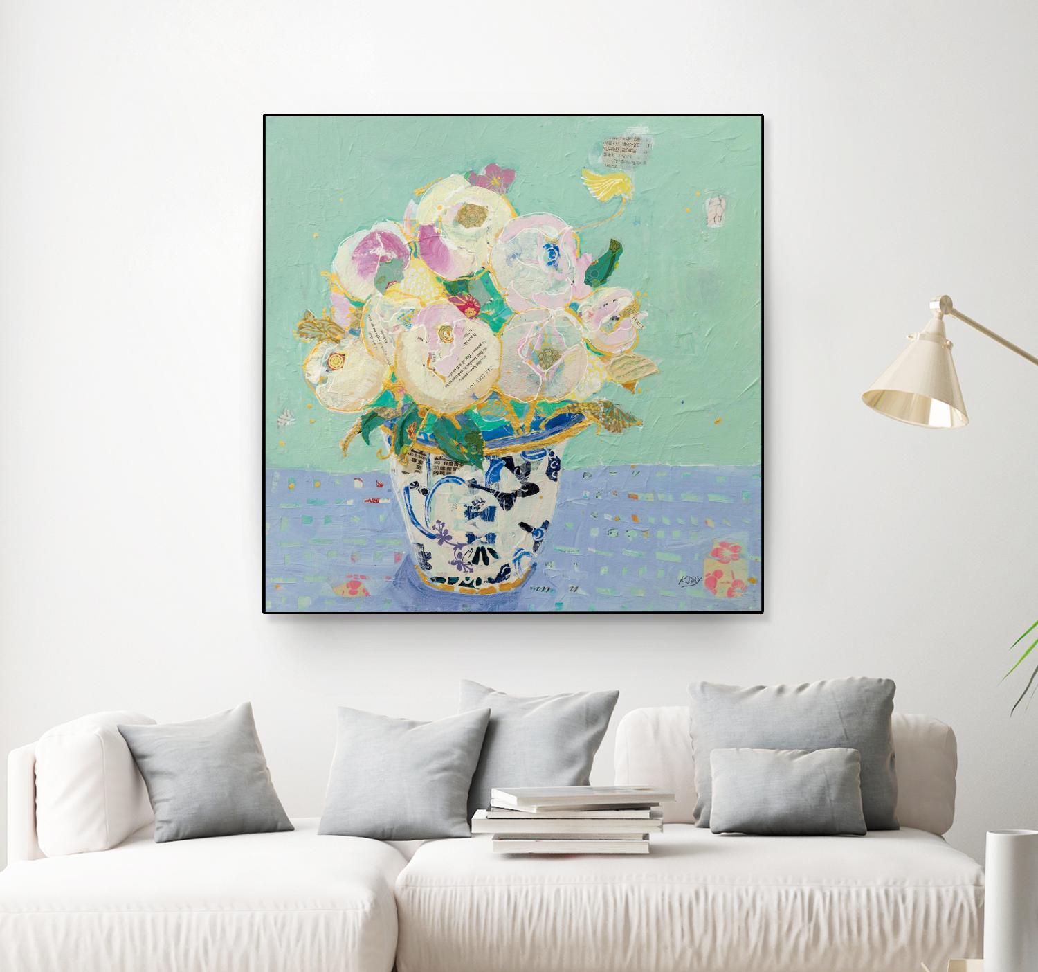 Kristens Peonies by Kellie Day on GIANT ART - florals aqua