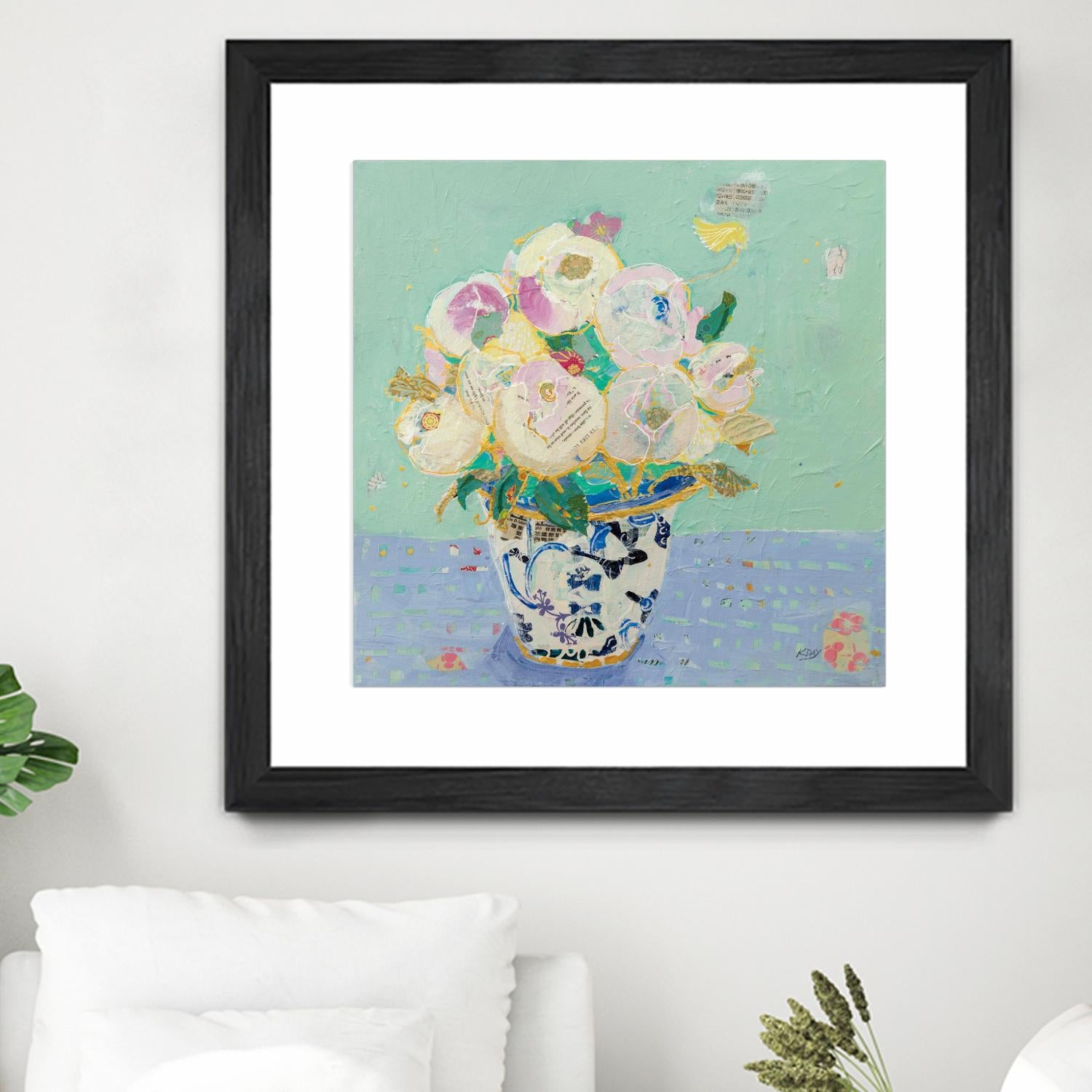 Kristens Peonies by Kellie Day on GIANT ART - florals aqua