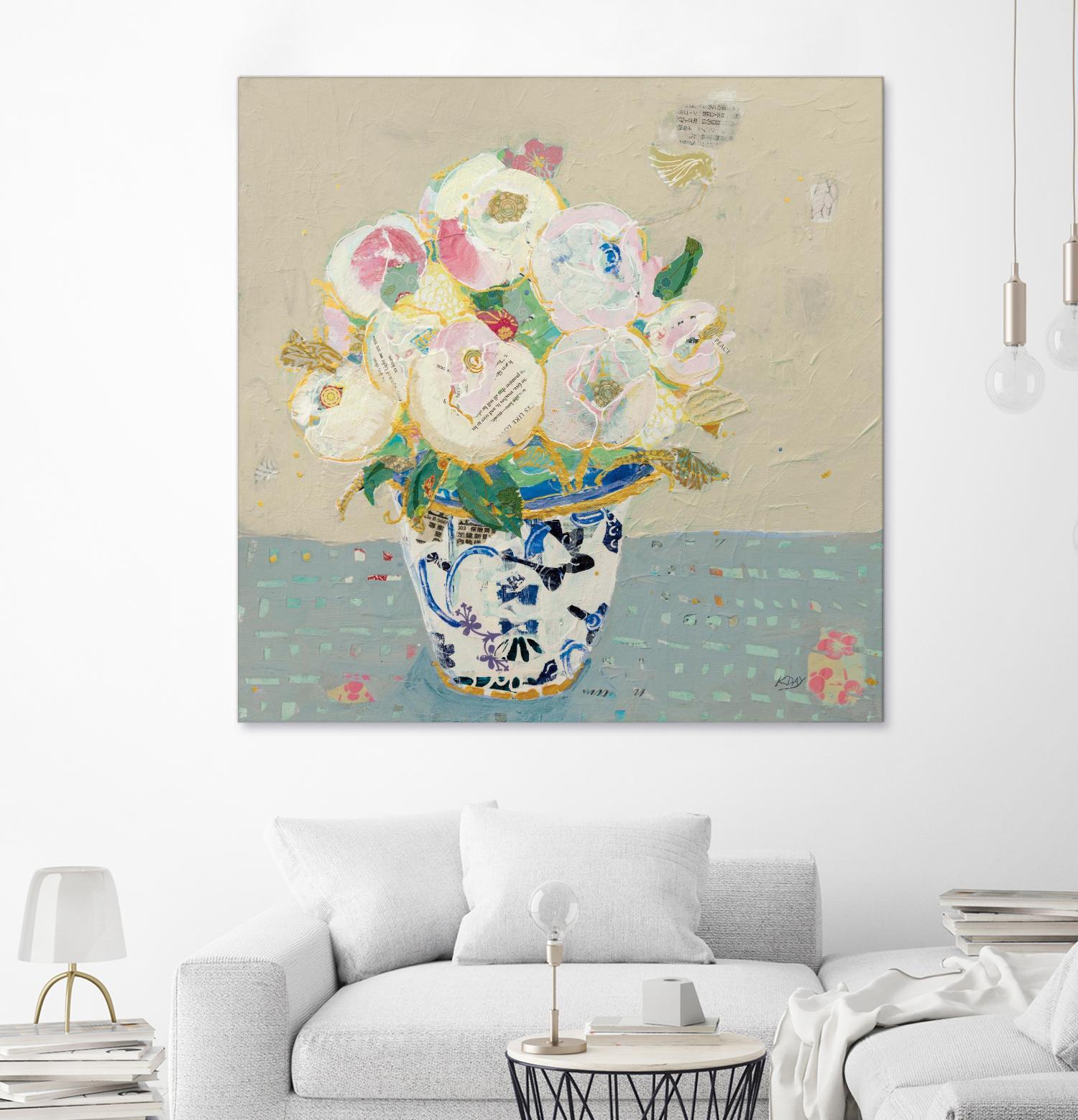 Kristens Peonies Neutral by Kellie Day on GIANT ART - florals aqua