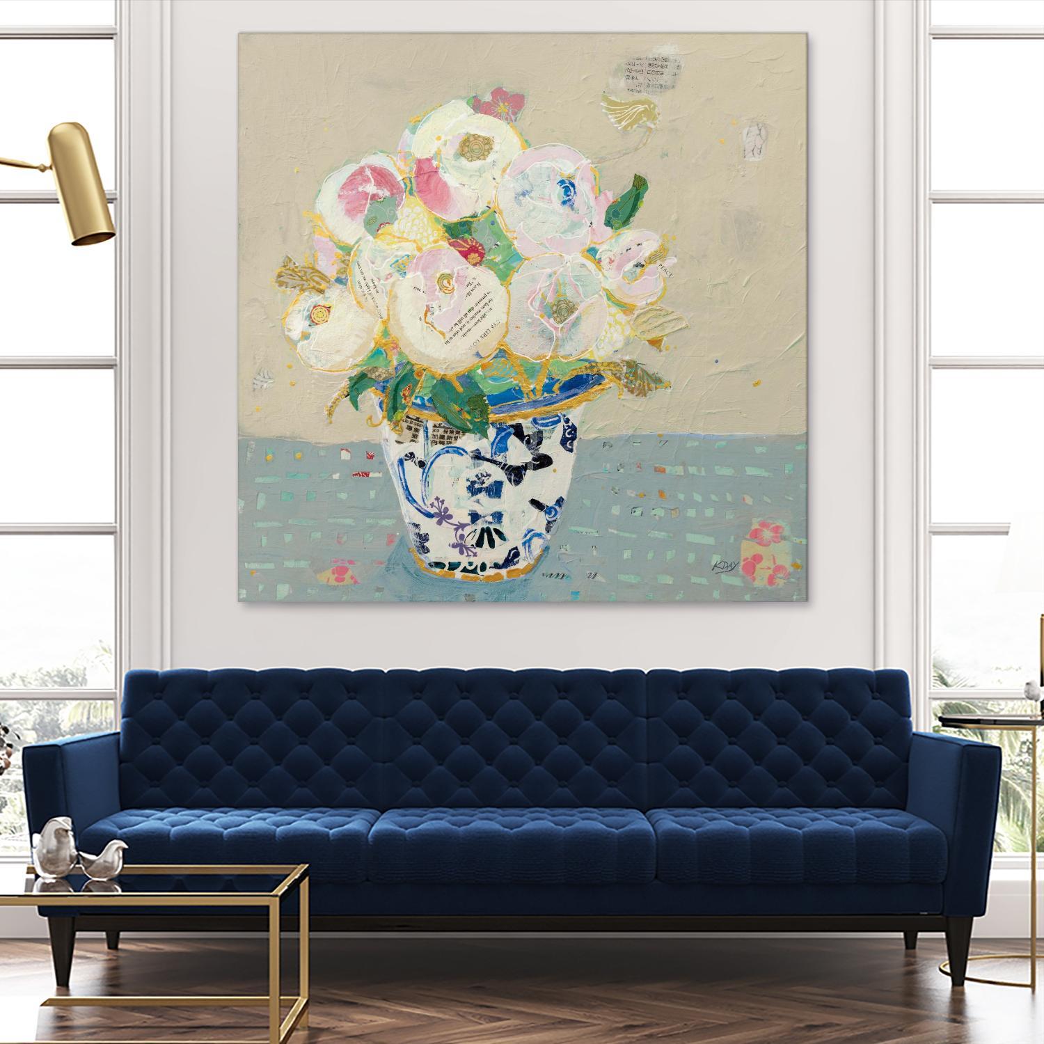 Kristens Peonies Neutral by Kellie Day on GIANT ART - florals aqua