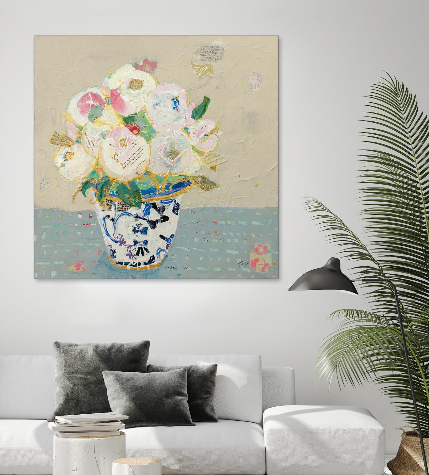 Kristens Peonies Neutral by Kellie Day on GIANT ART - florals aqua