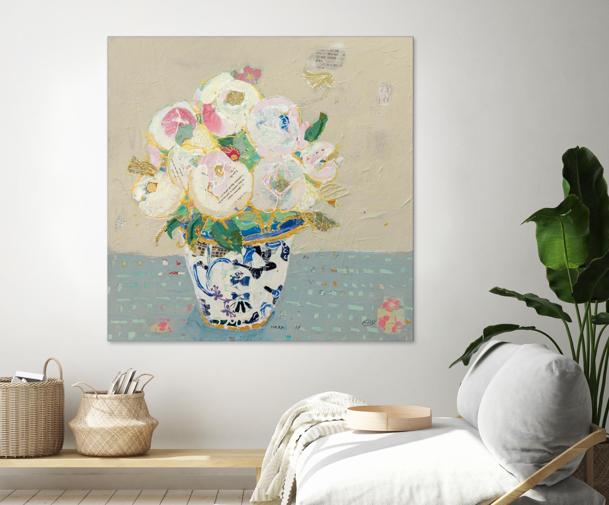 Kristens Peonies Neutral by Kellie Day on GIANT ART - florals aqua