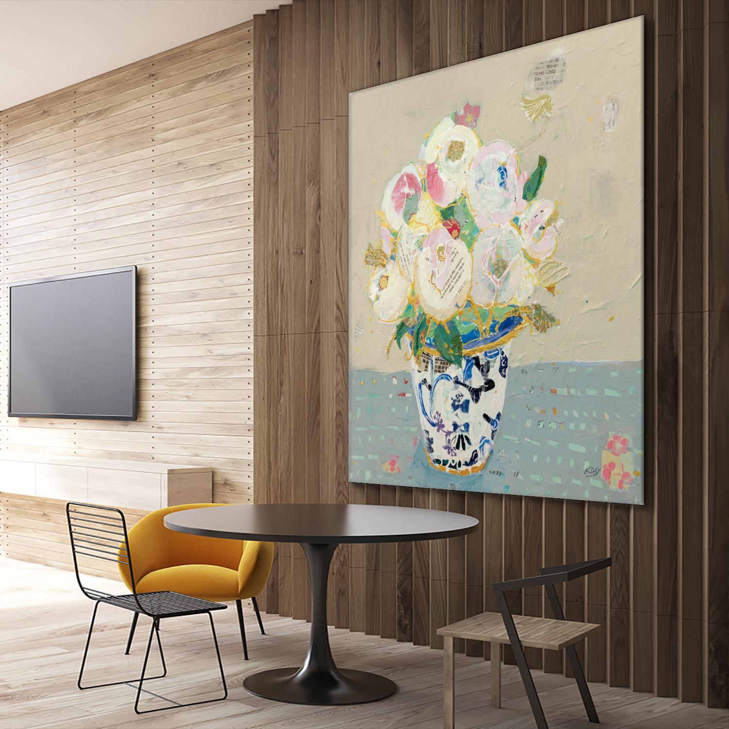 Kristens Peonies Neutral by Kellie Day on GIANT ART - florals aqua