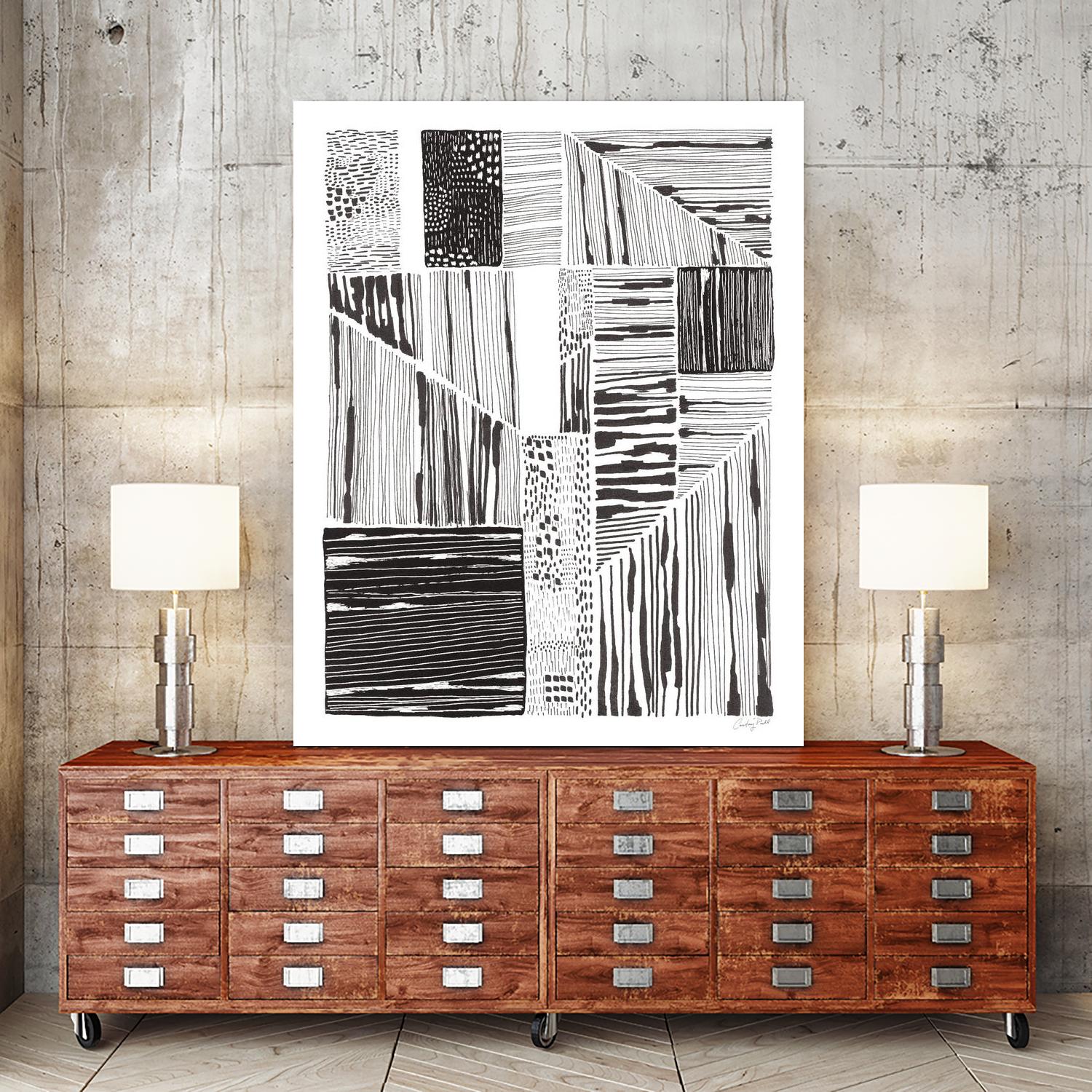 Lined Up II by Courtney Prahl on GIANT ART - white linear dots