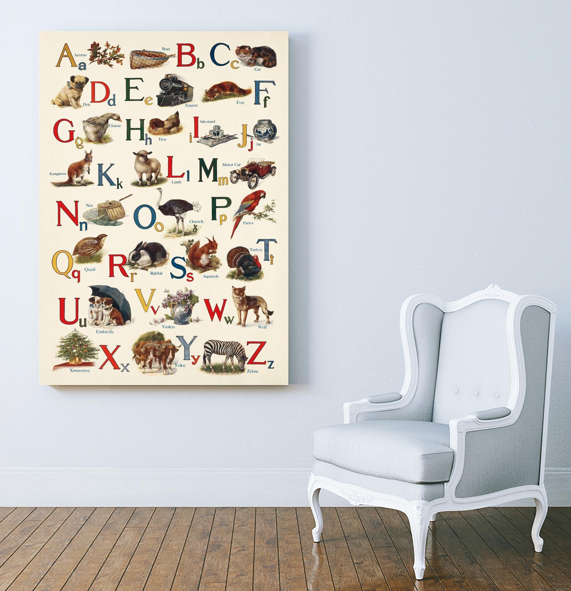 Schoolhouse Alphabet by Wild Apple on GIANT ART - beige illustration flowers