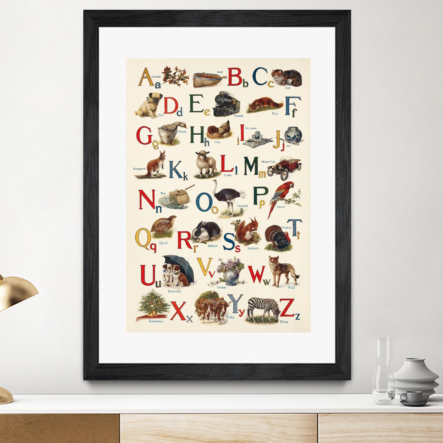 Schoolhouse Alphabet by Wild Apple on GIANT ART - beige illustration flowers