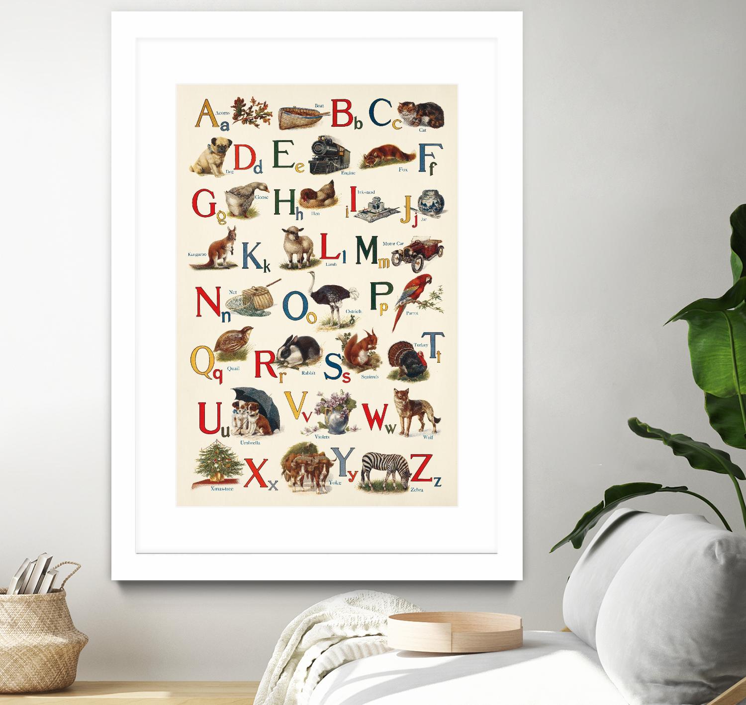Schoolhouse Alphabet by Wild Apple on GIANT ART - beige illustration flowers