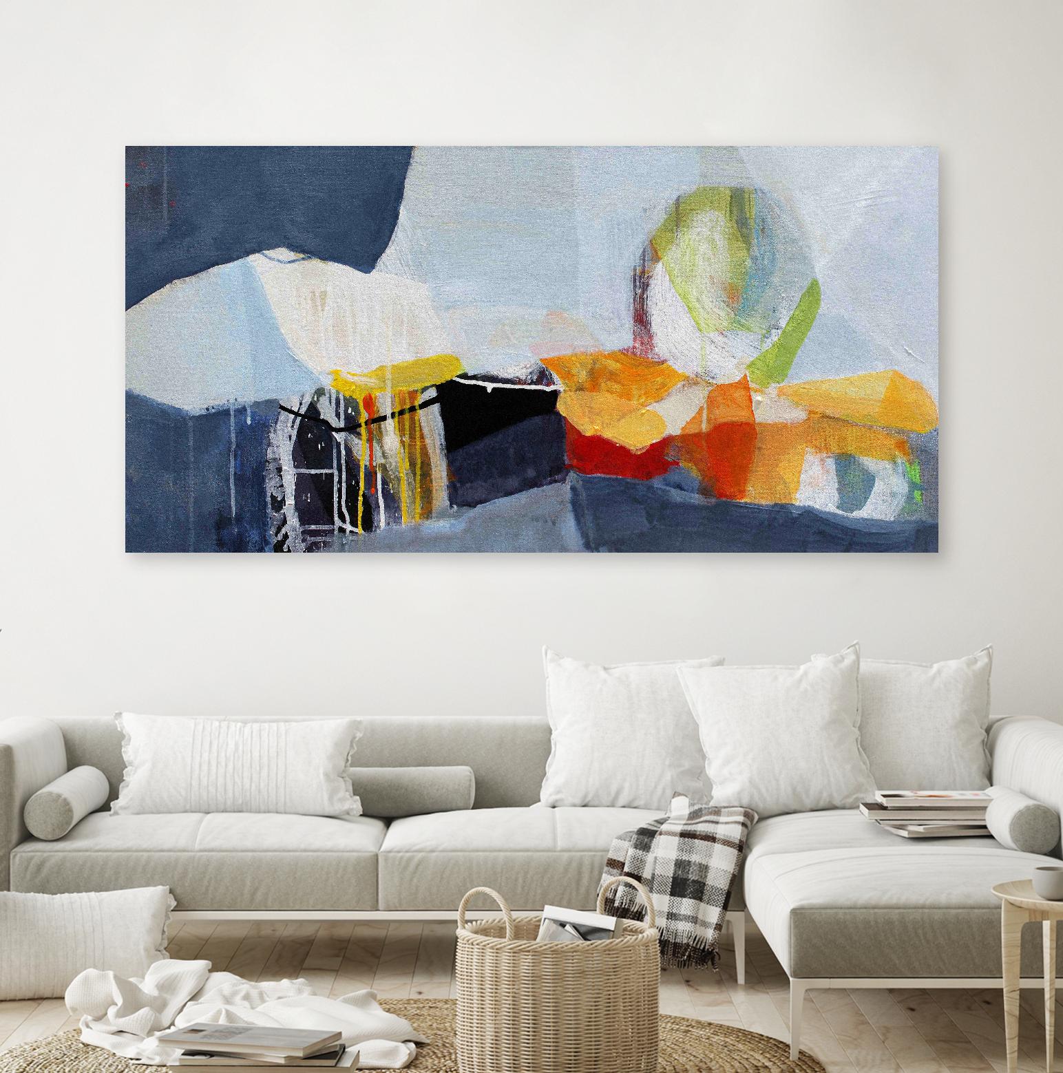 Story Teller by Lina Alattar on GIANT ART - blue,orange abstracts, contemporary