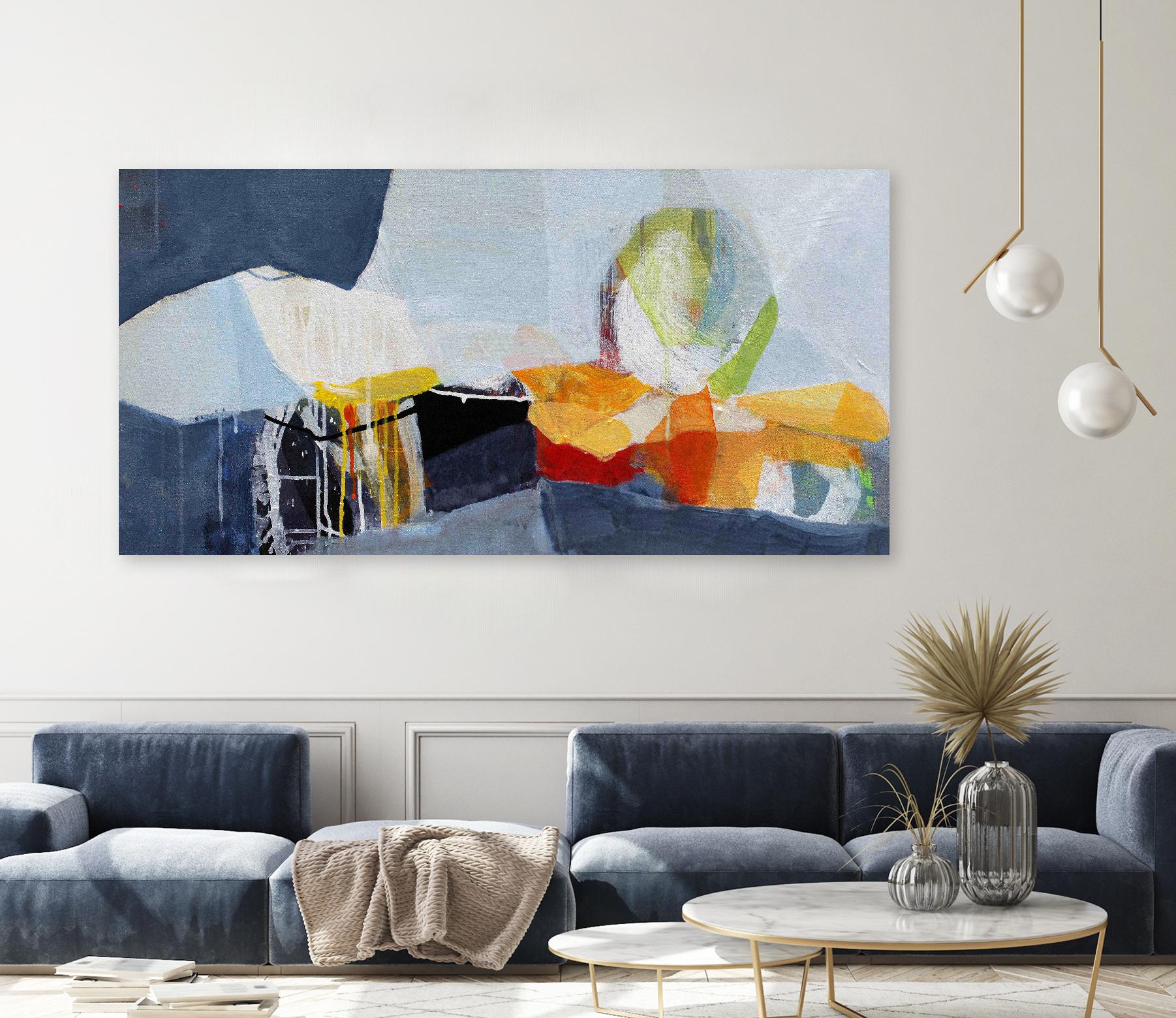 Story Teller by Lina Alattar on GIANT ART - blue,orange abstracts, contemporary
